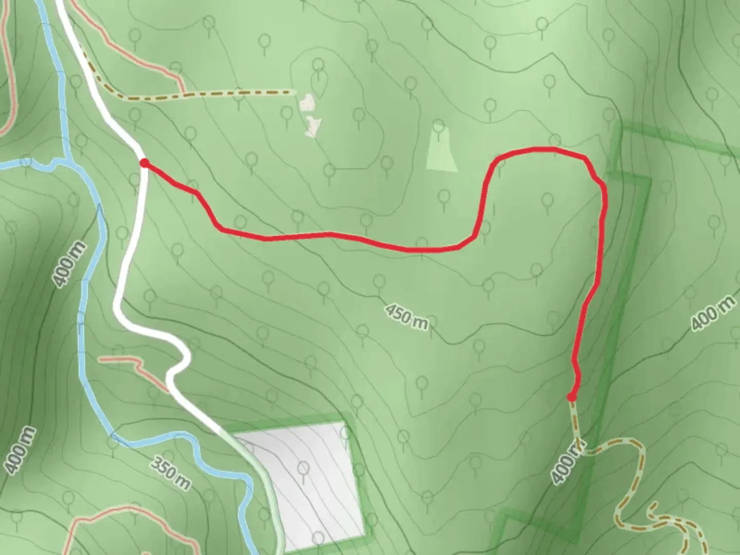 An image depicting the trail Firetower Road and its surrounding area.