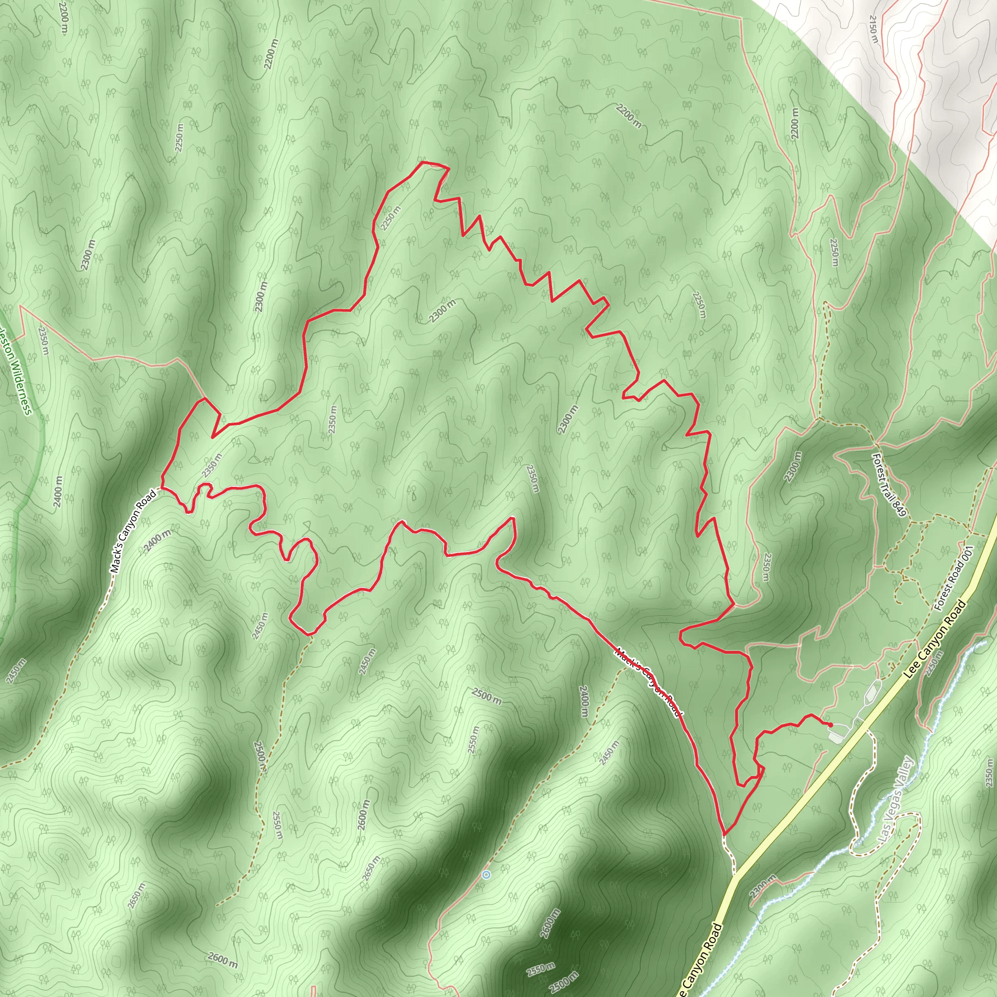 Sawmill, Mud Springs and Mack's Canyon Road Loop Trail mobile static map