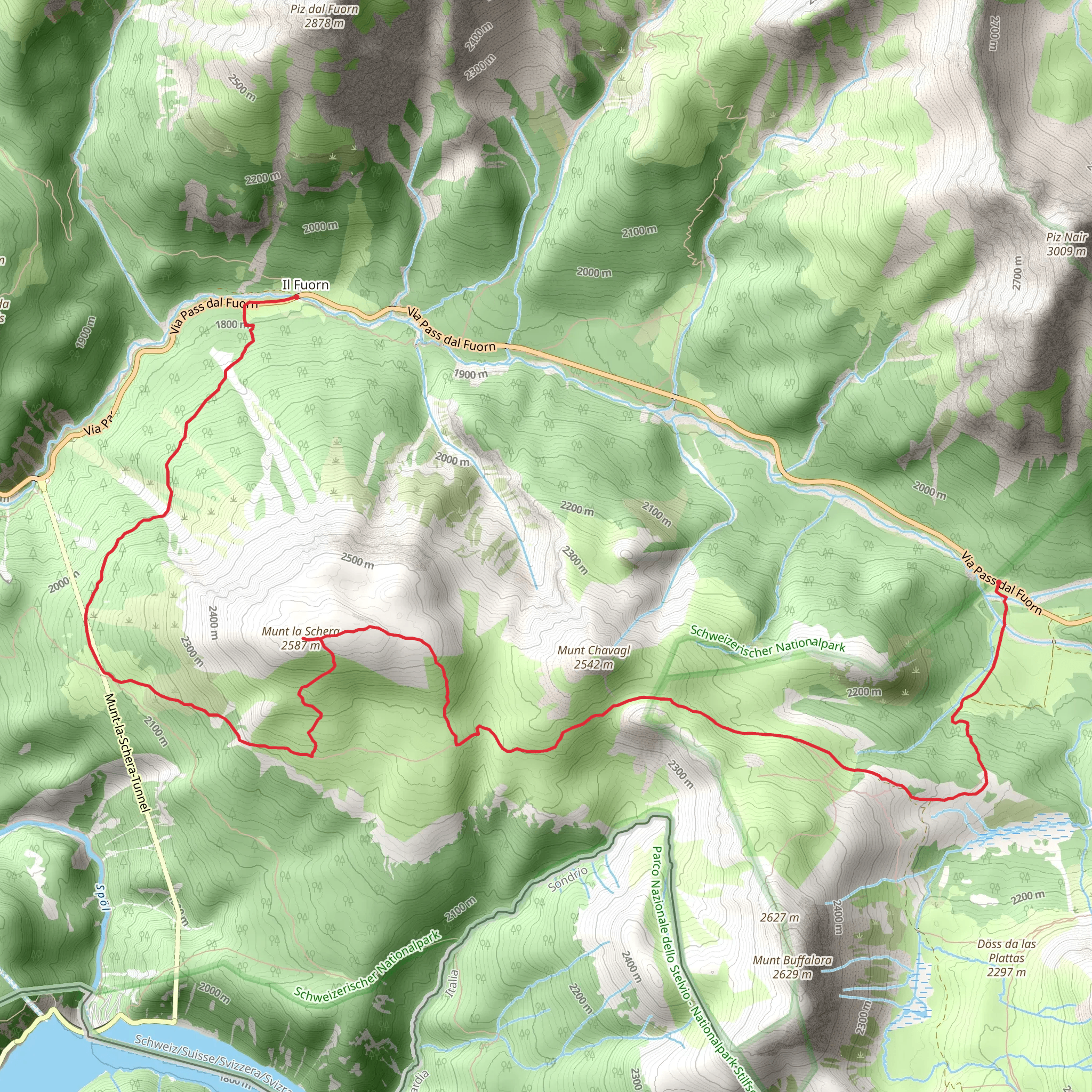 Munt la Schera from Buffalora mobile static map