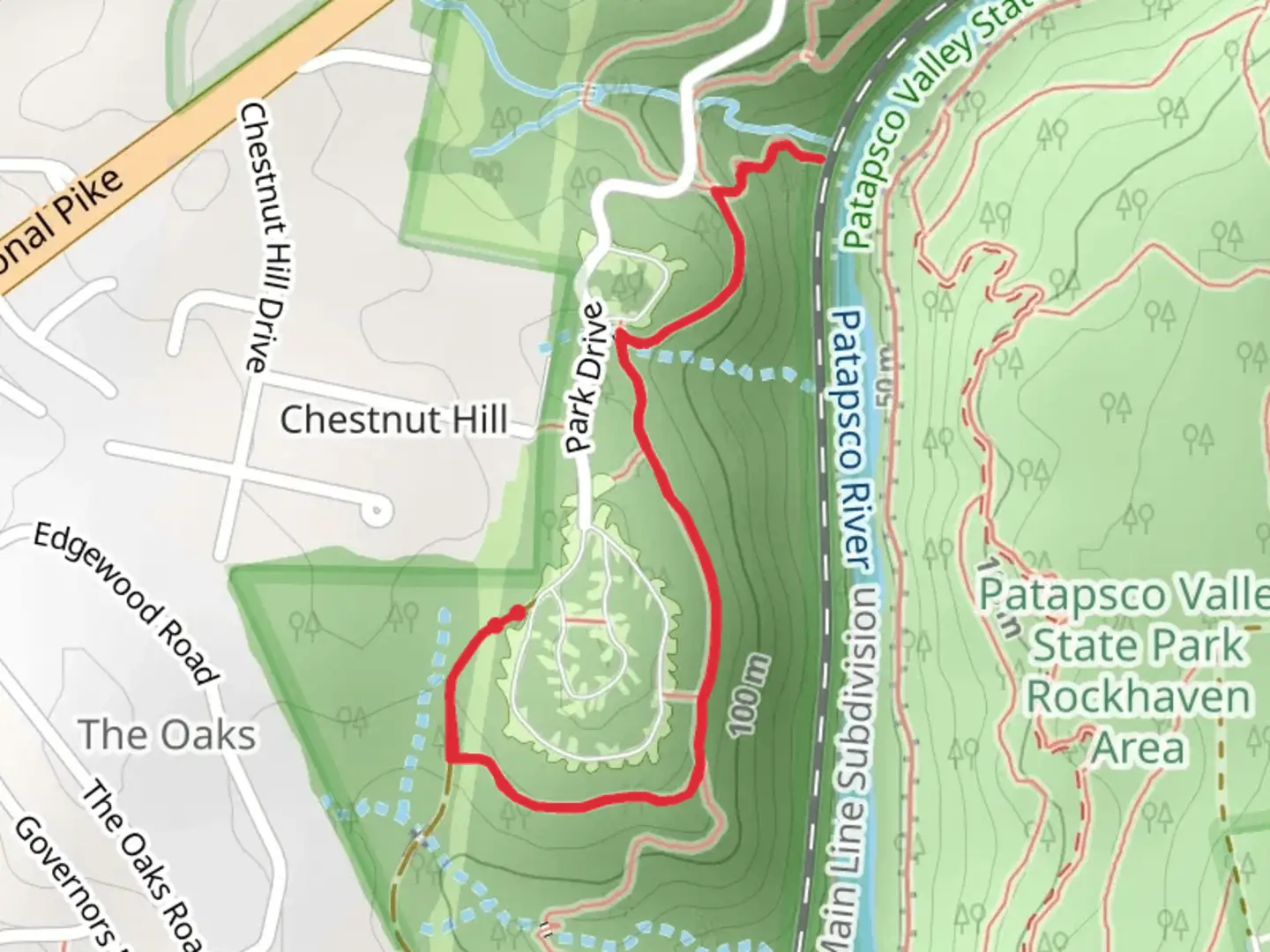 An image depicting the trail Hollofielfd Campground Connector Trail and its surrounding area.
