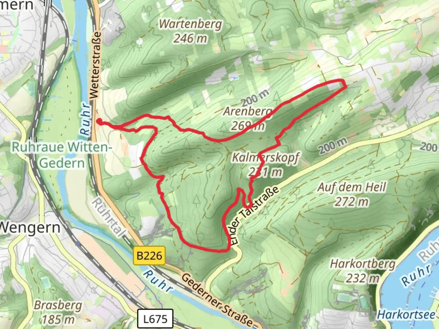 An image depicting the trail Waldgebiete and Rund um Herdecke and its surrounding area.