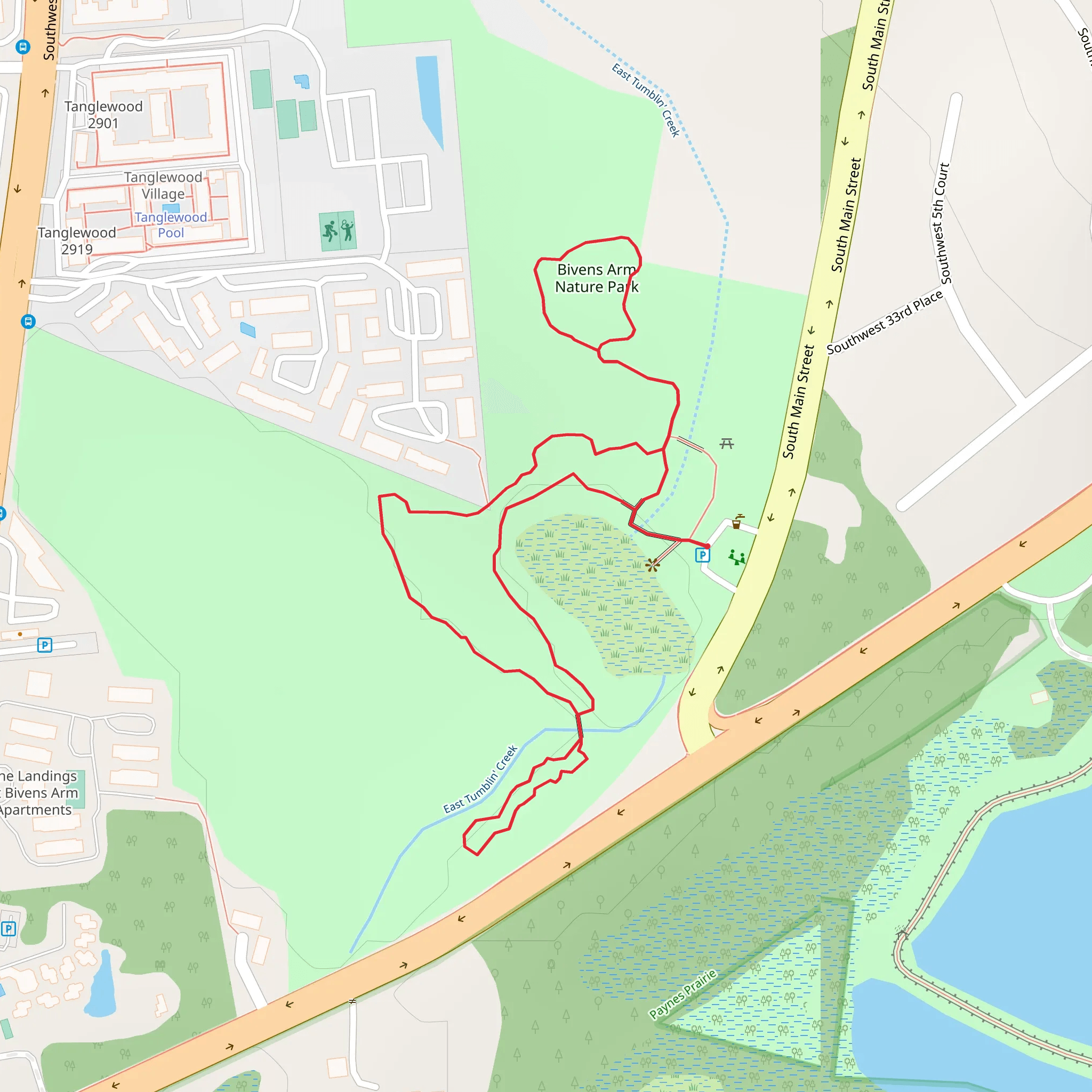 Bivens Arm Nature Park Loop mobile static map