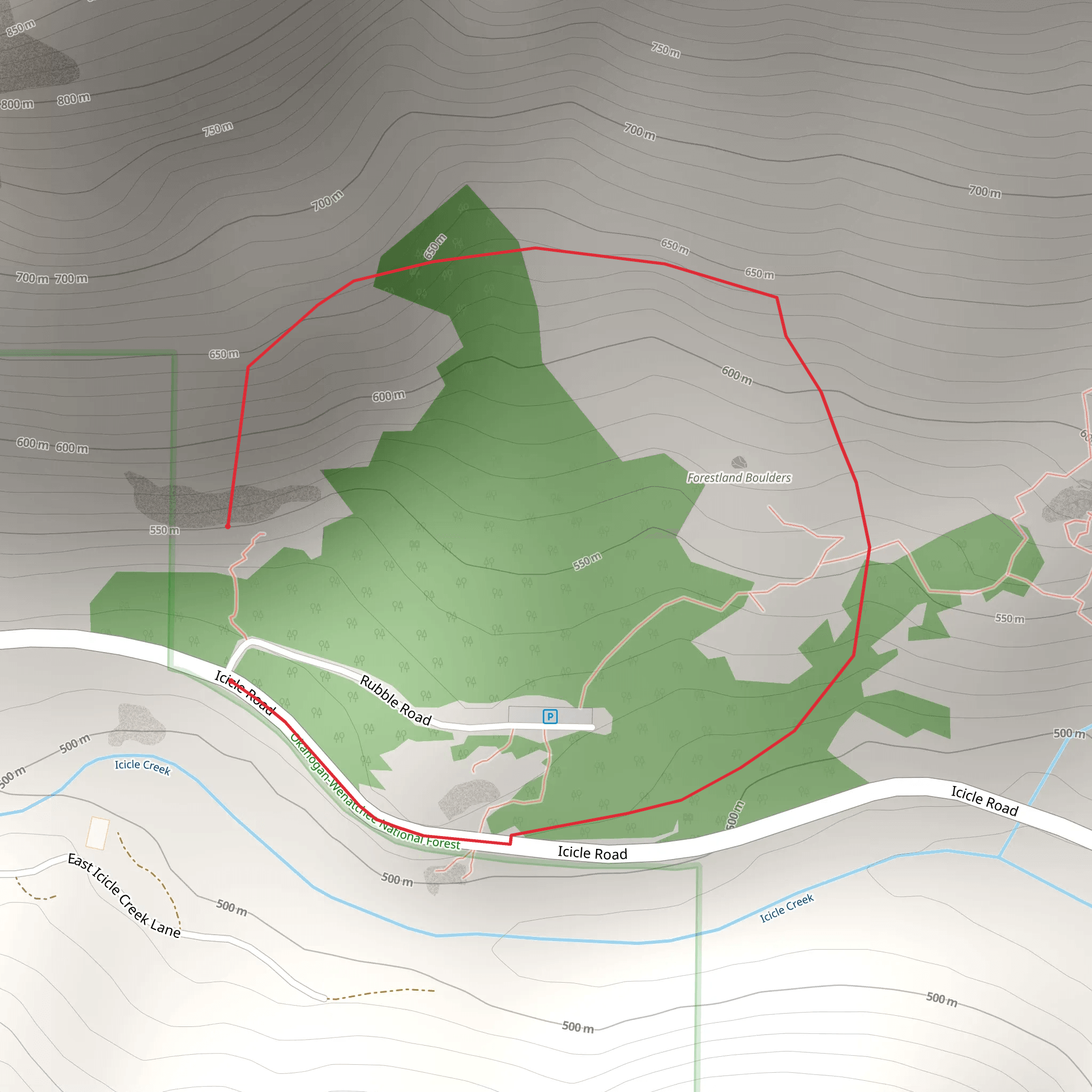 Bruces Boulder Trail mobile static map