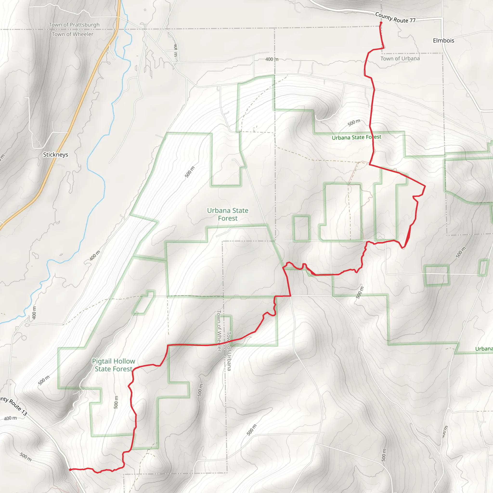 County Route 13 to County Route 77 mobile static map