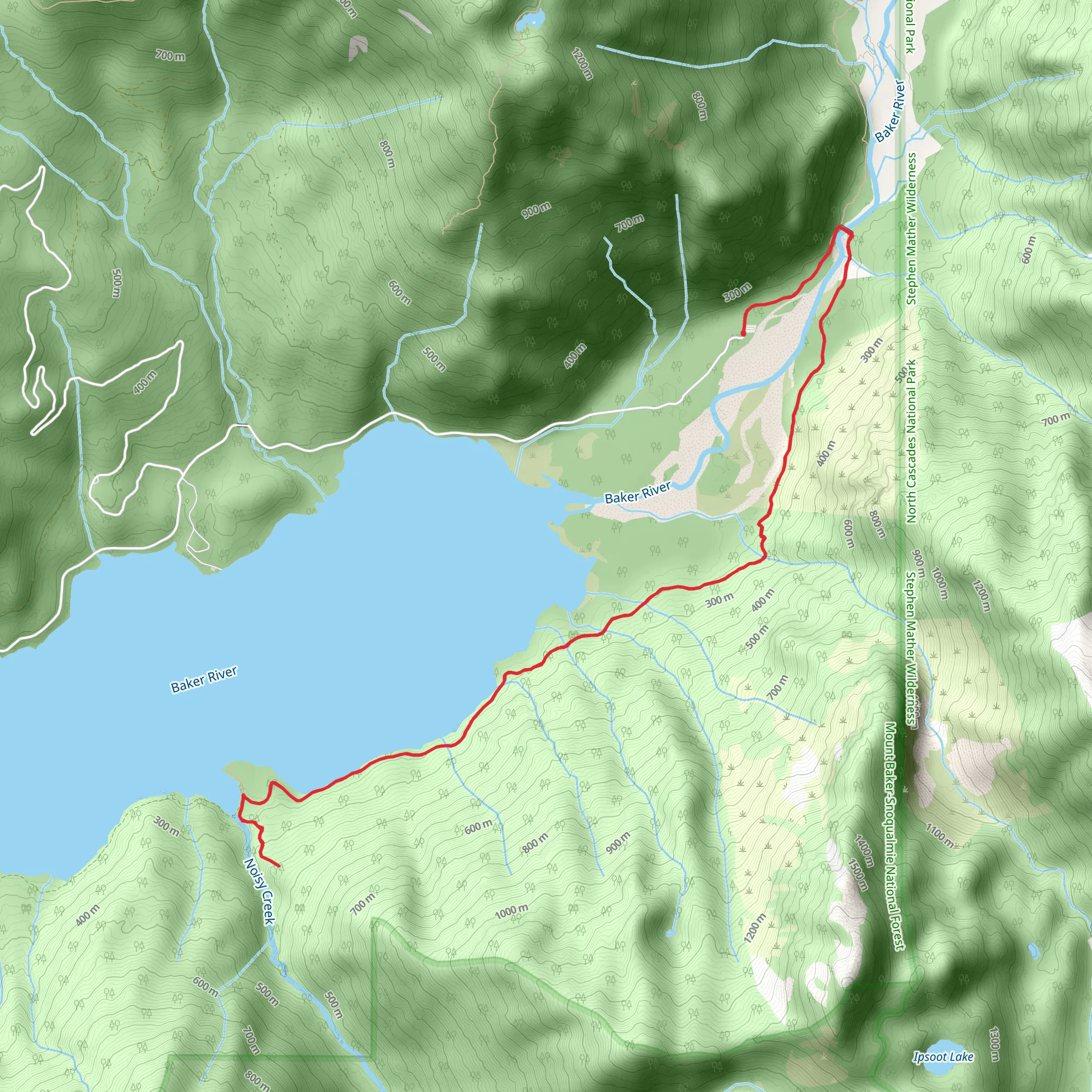 Noisy Creek via Baker Lake Trail mobile static map