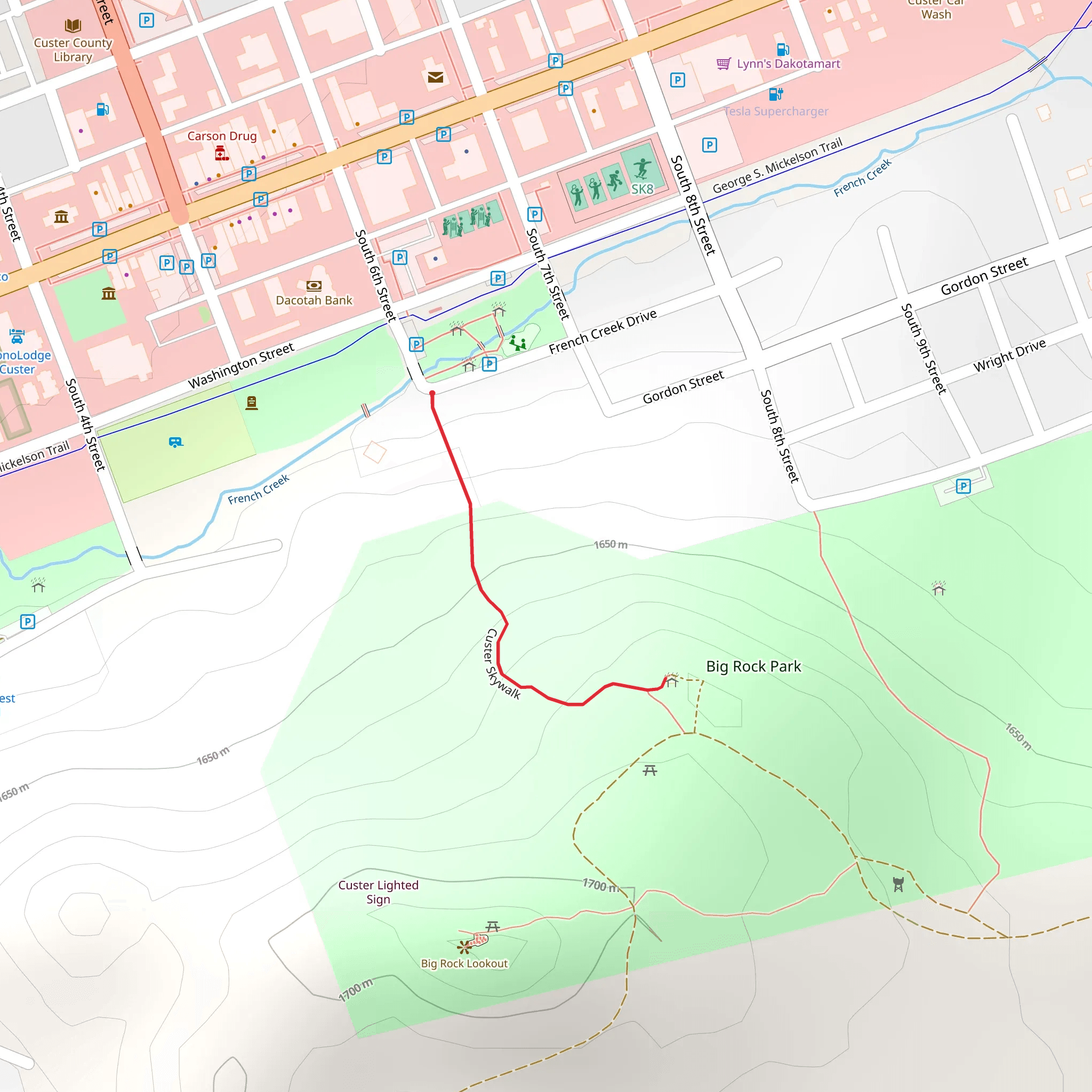 Custer Skywalk mobile static map