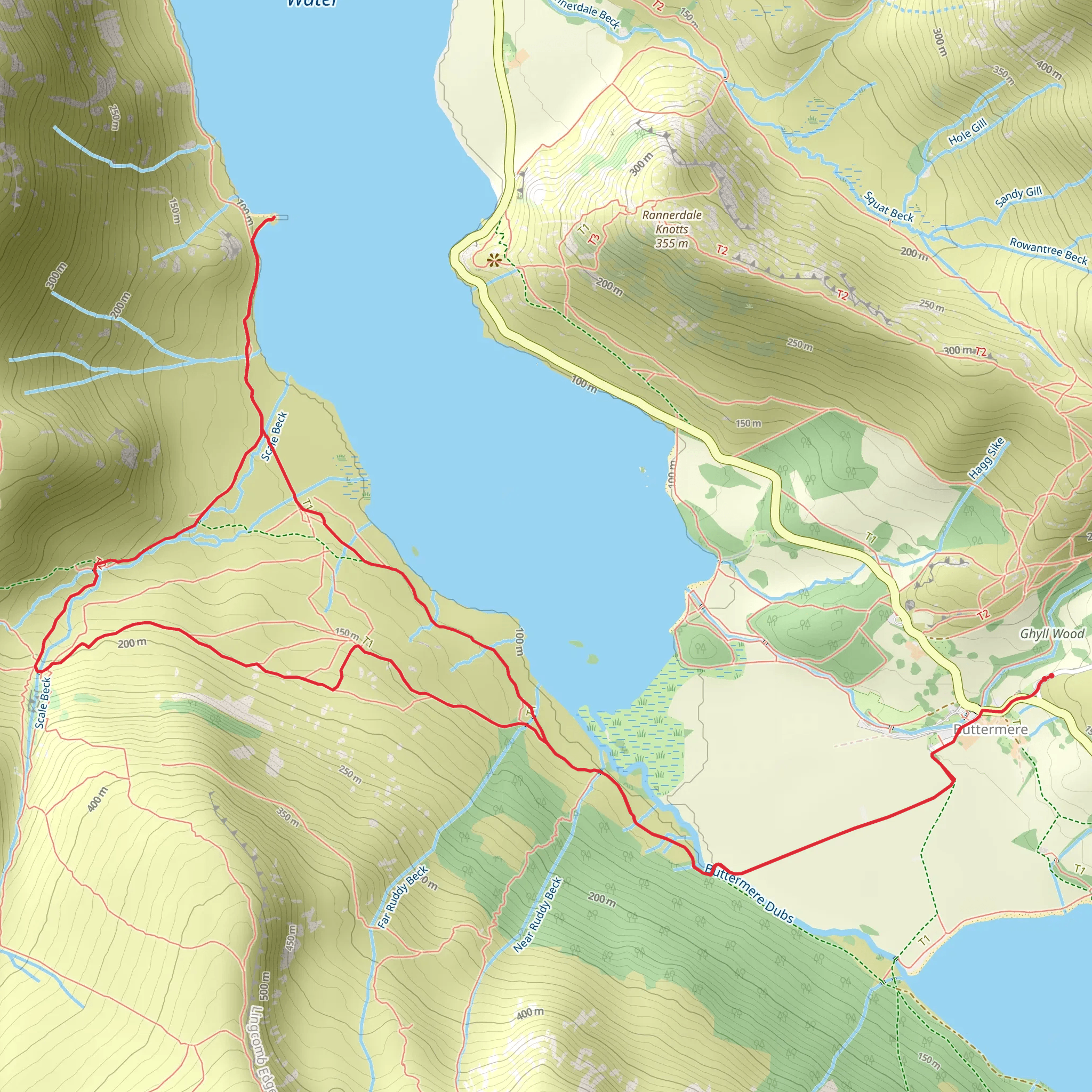 Scale Force Waterfall and Crummock Water Loop mobile static map