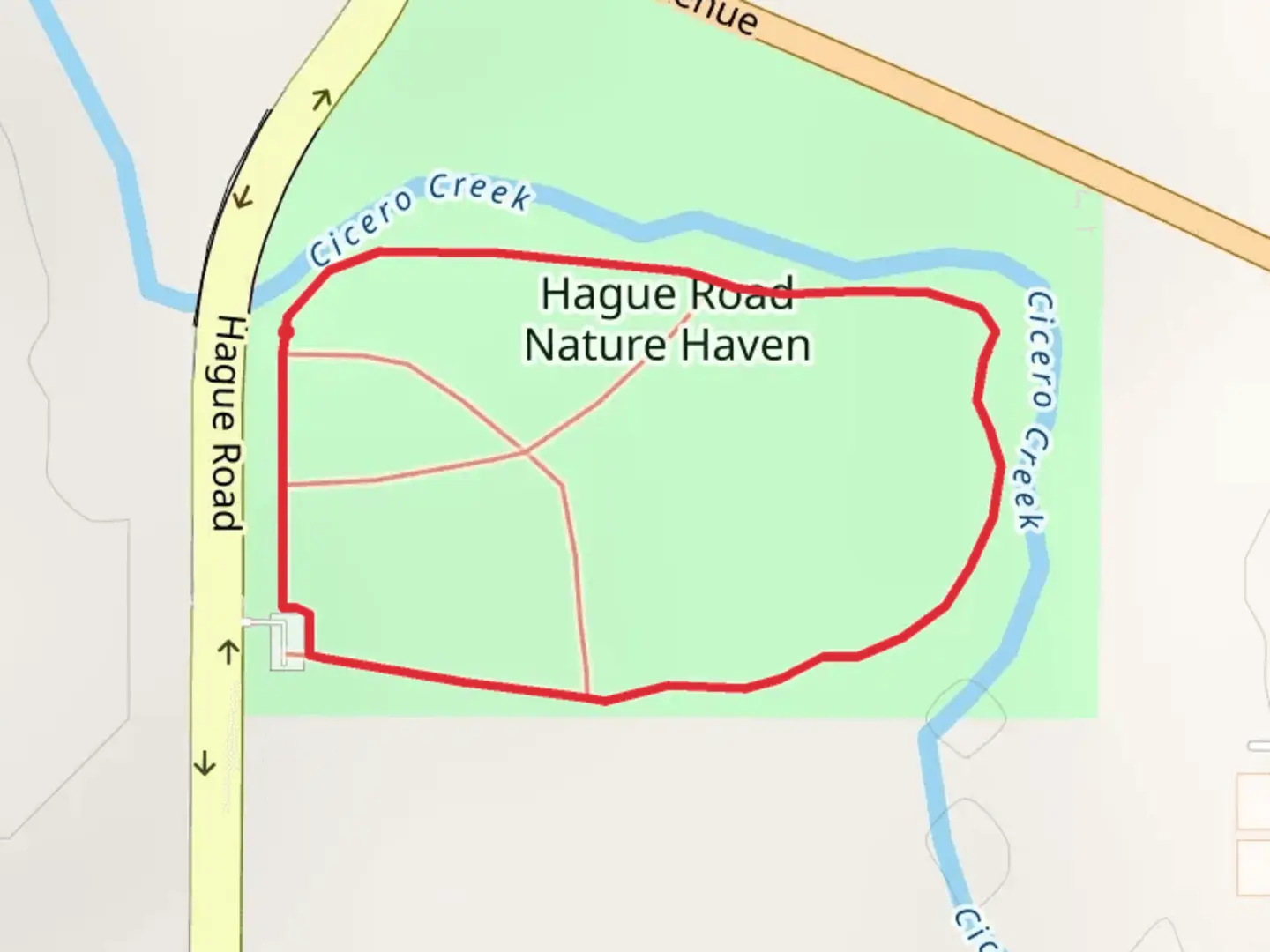 An image depicting the trail Hague Road Nature Haven Loop and its surrounding area.