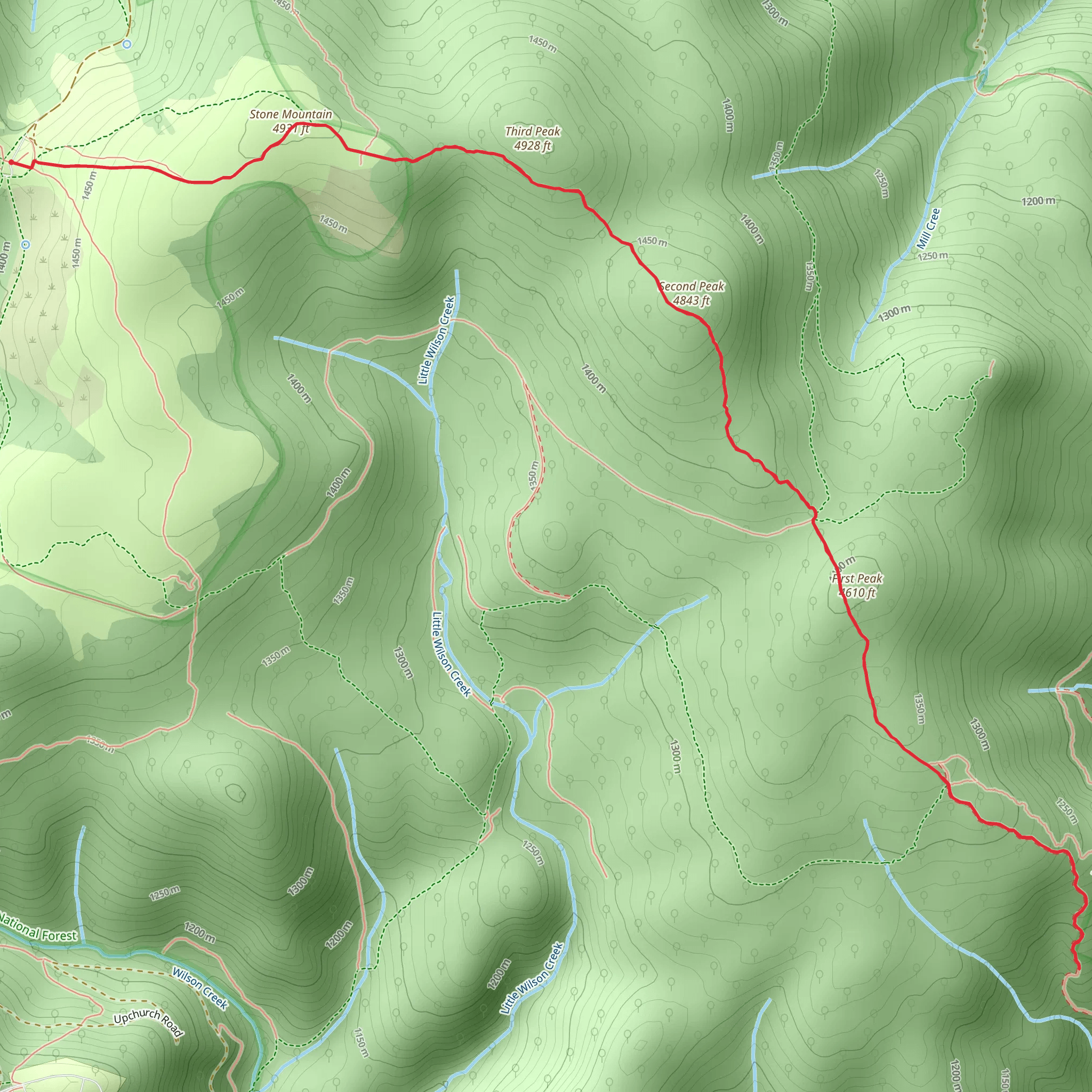 Stone Mountain, First, Second and Third Peak mobile static map