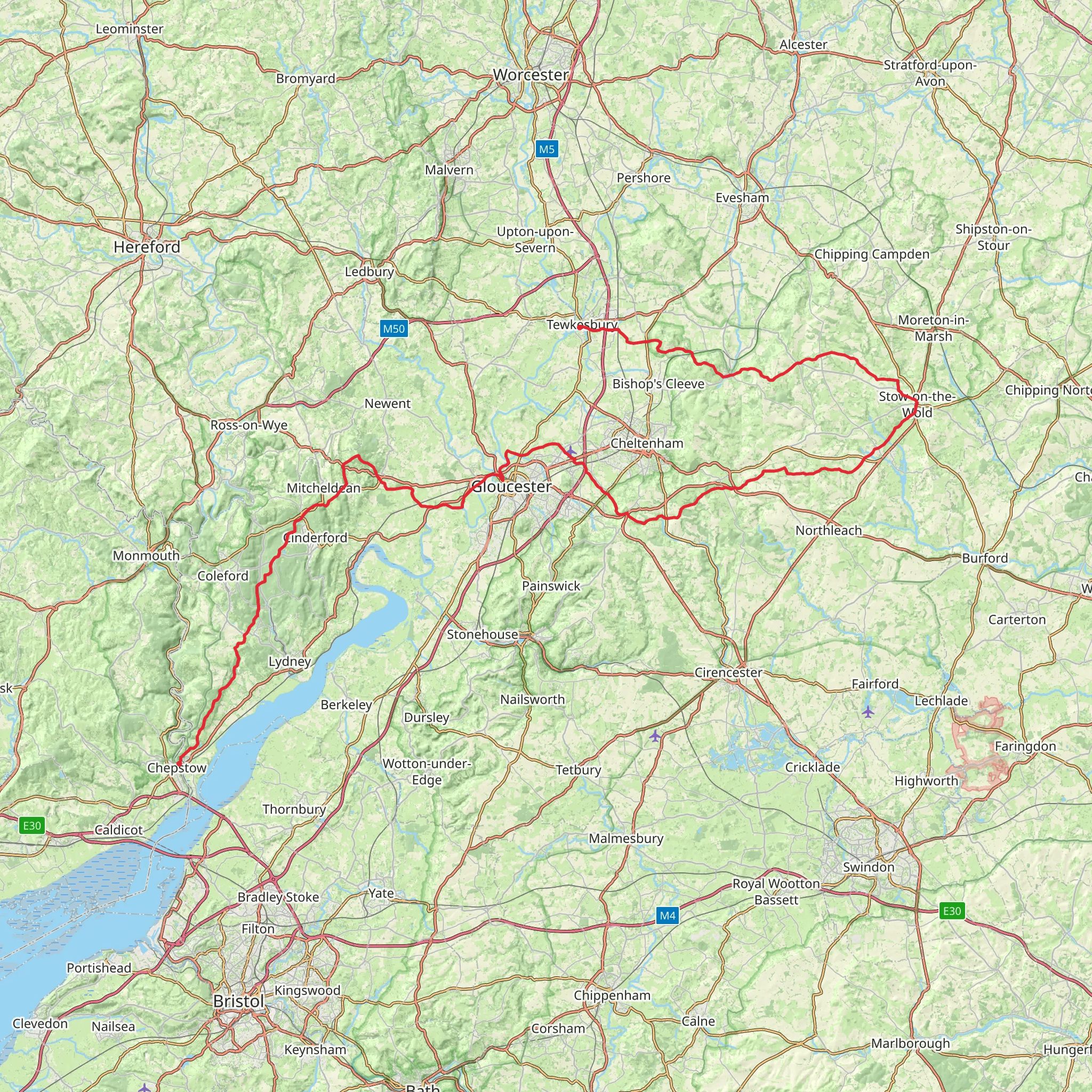 Gloucestershire Way mobile static map