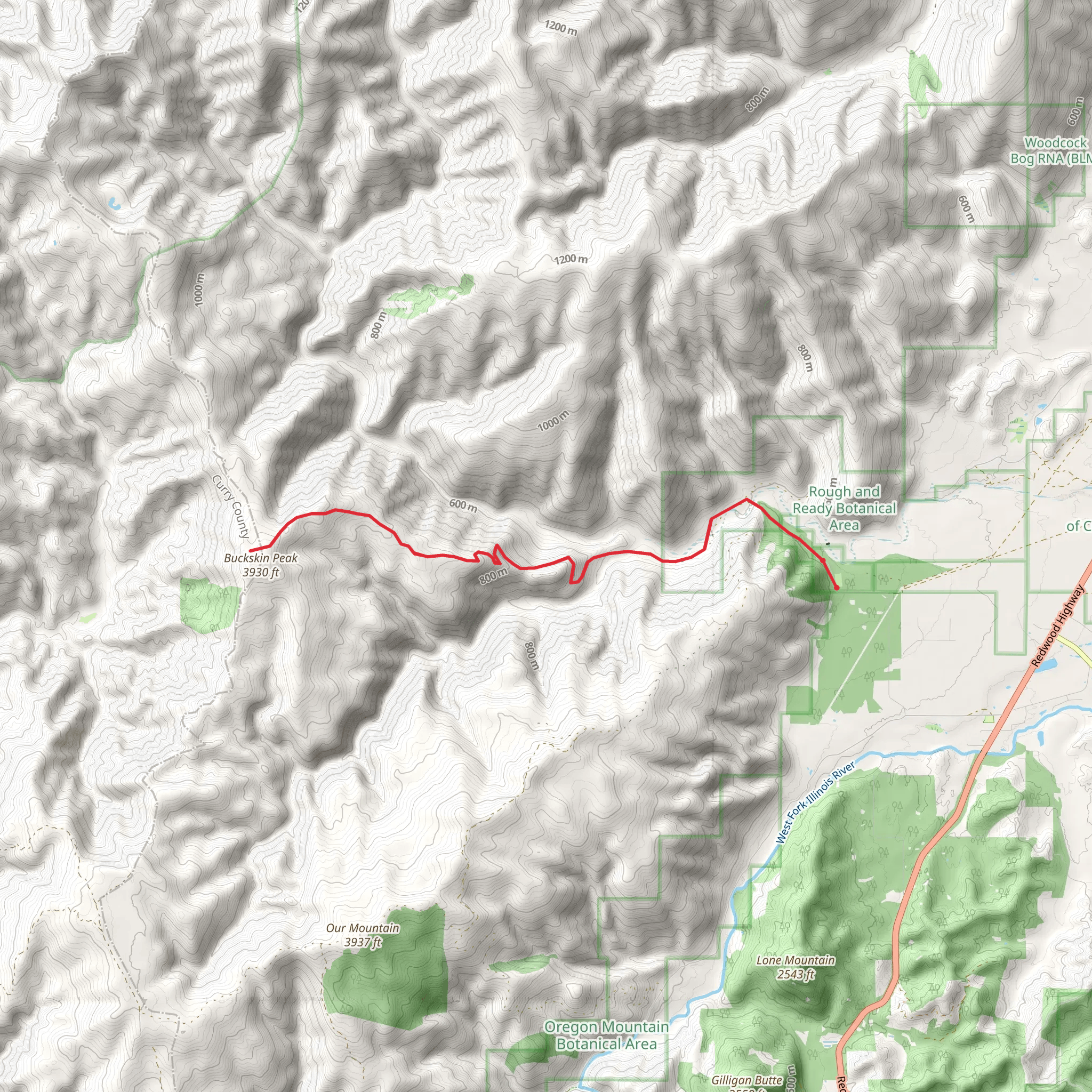 Buckskin Peak Trail mobile static map