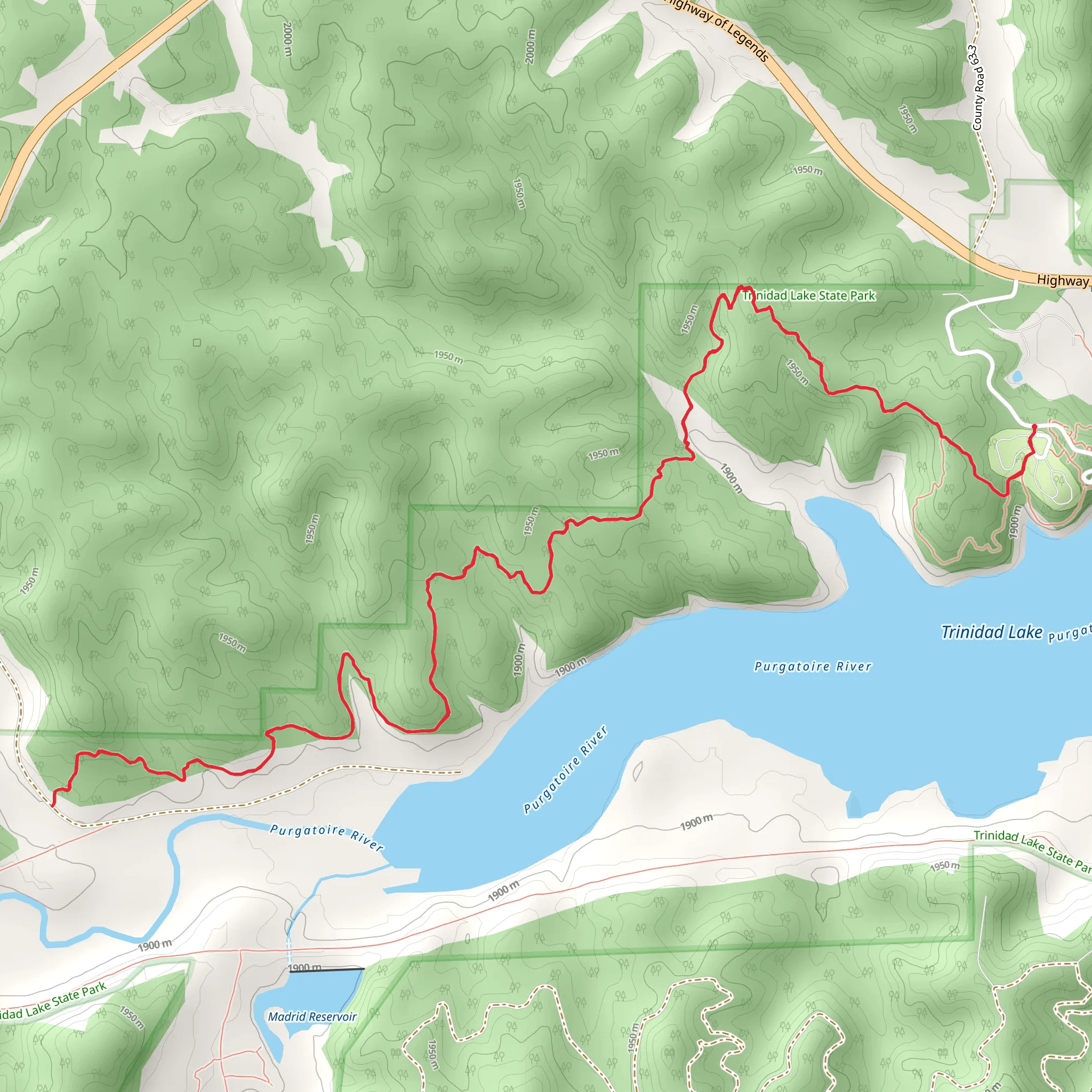 Trinidad Lake - Levsa Nature via Reilly Canyon Trail mobile static map