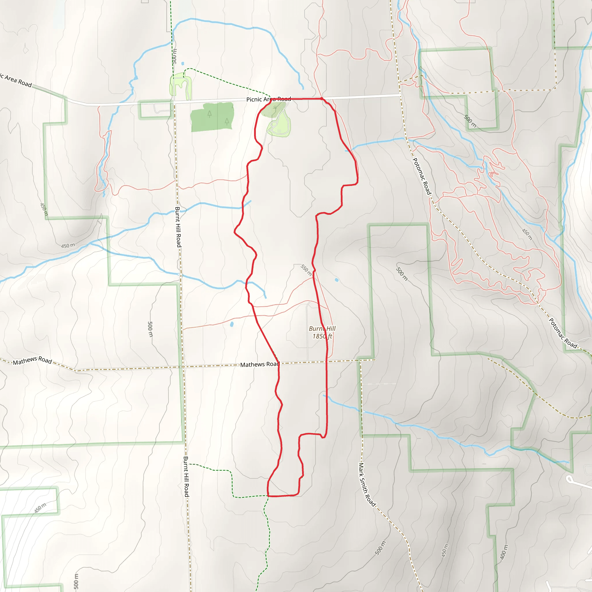 Interloken and Burnt Hill Loop Trail mobile static map