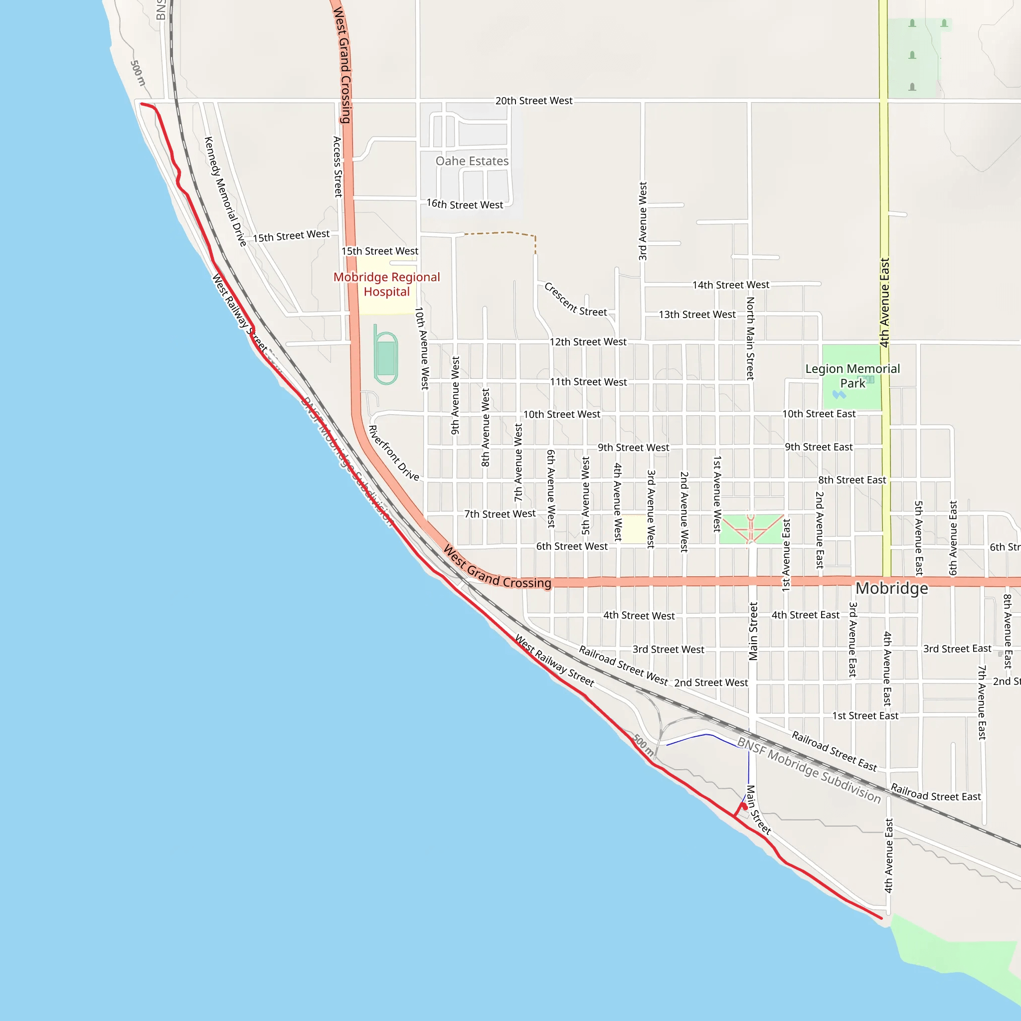 West Railway Street mobile static map