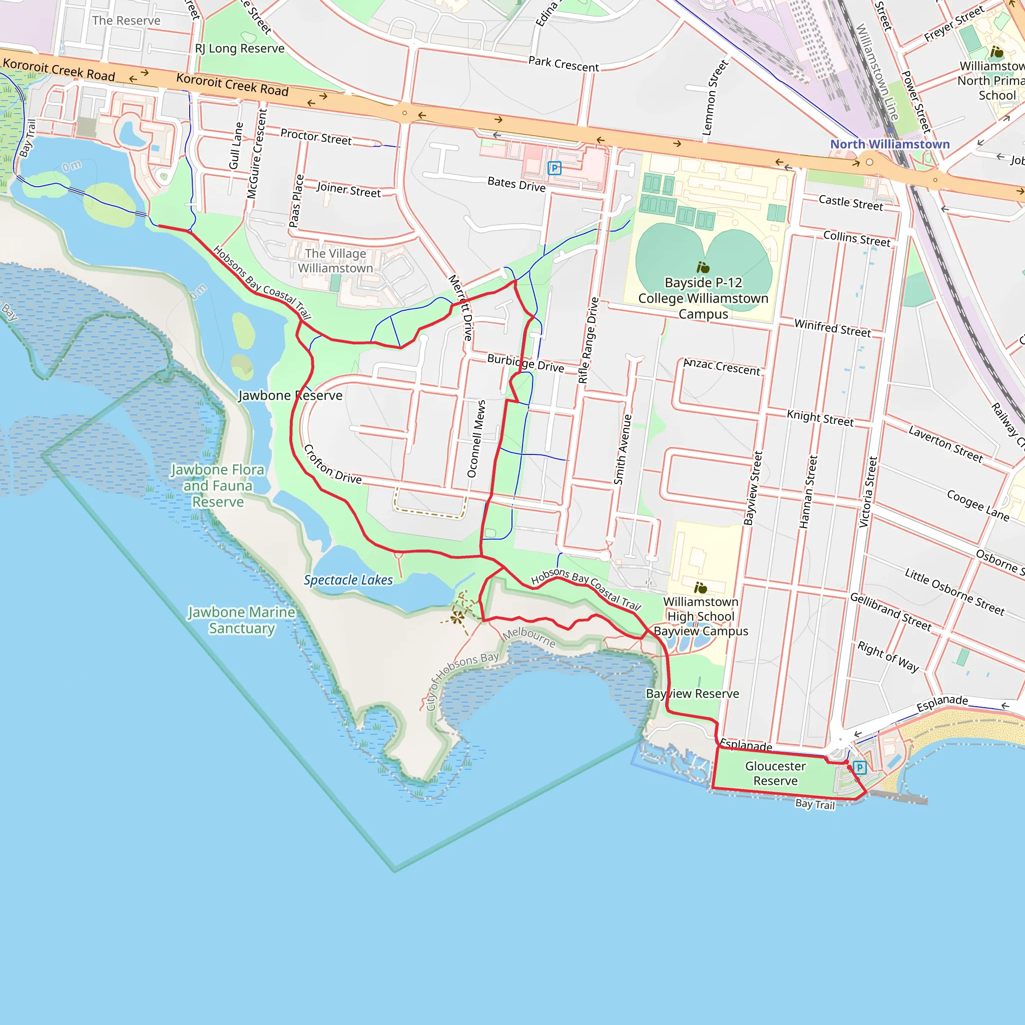 Jawbone Foreshore Walk mobile static map