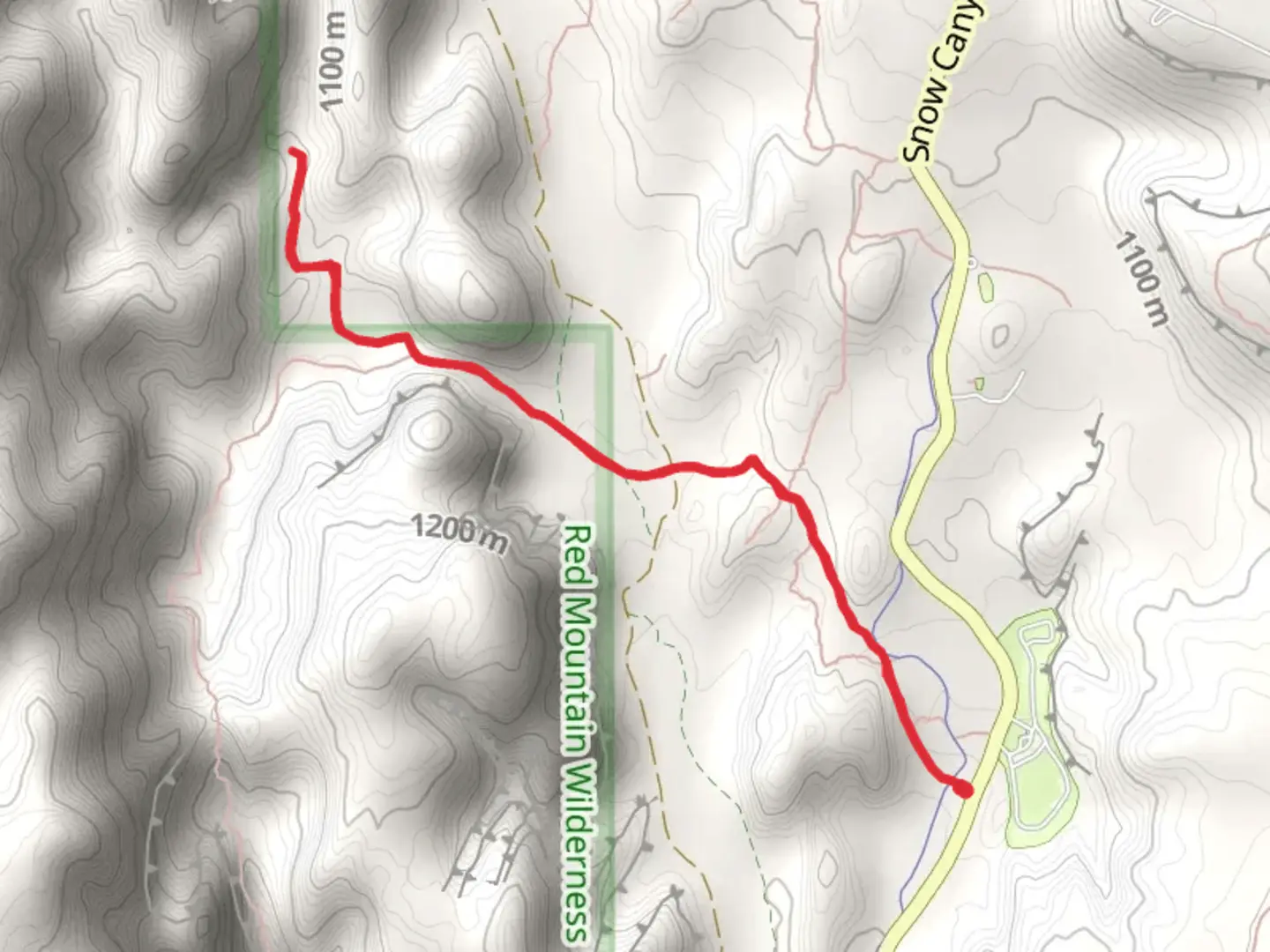 An image depicting the trail Red Sands Trail and its surrounding area.