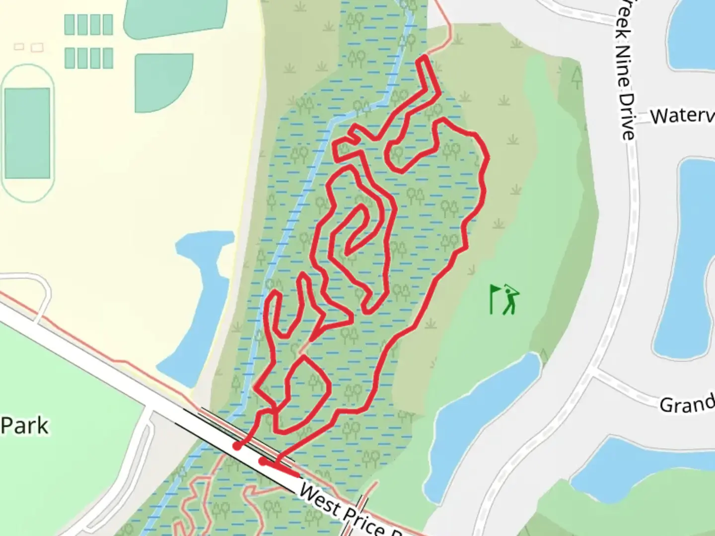 An image depicting the trail West Price Boulevard Loop and its surrounding area.