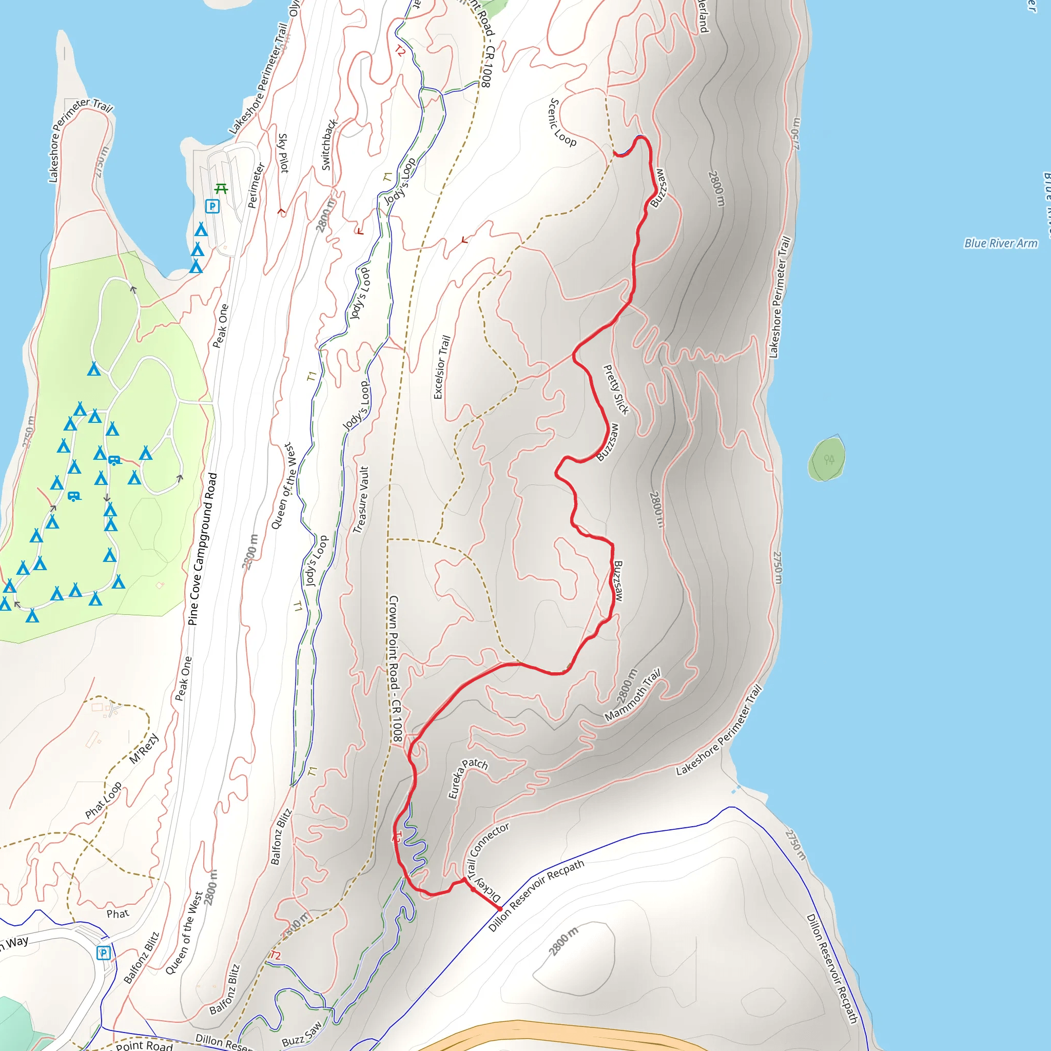 Buzz Saw East Trail mobile static map