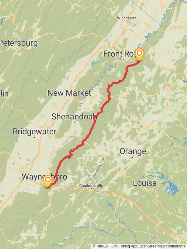 Appalachian Trail Section Hike - Shenandoah National Park mobile static map