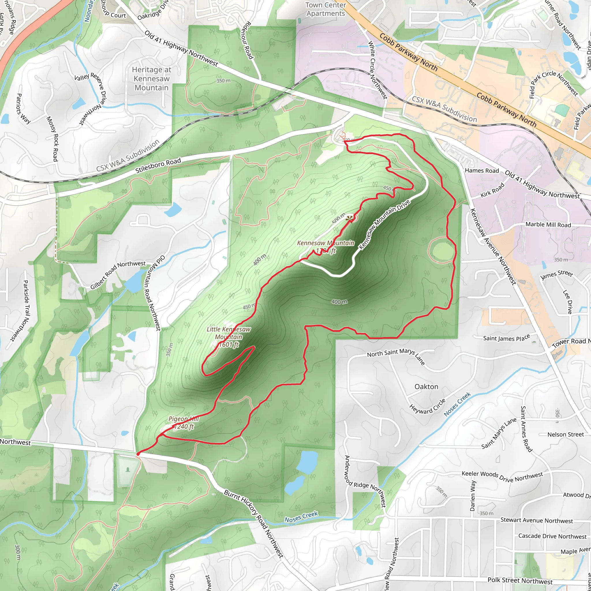 Pigeon Hill, Little Kennesaw Mountain and Kennesaw Mountain Loop mobile static map