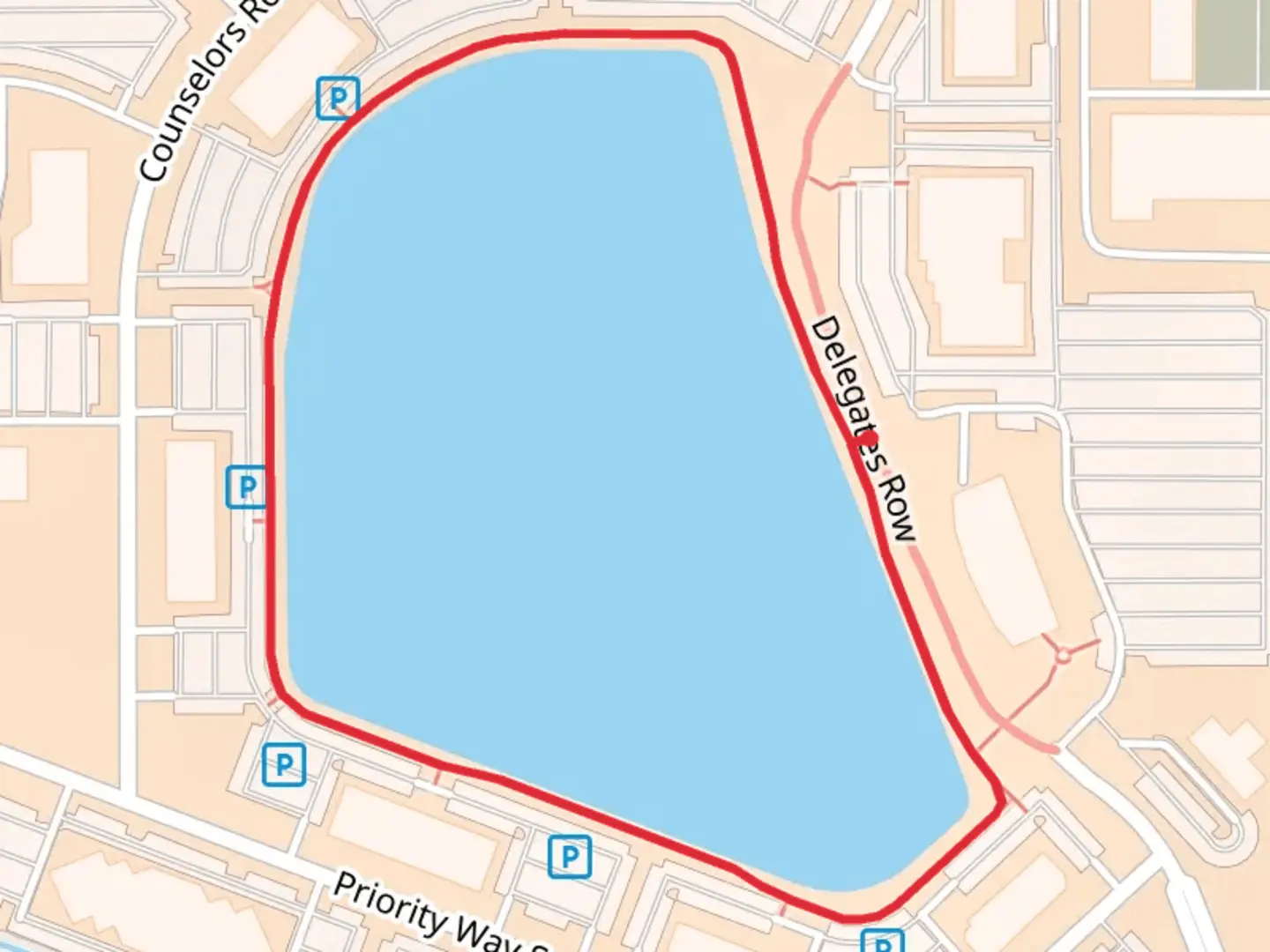 An image depicting the trail Delegates Row Loop and its surrounding area.
