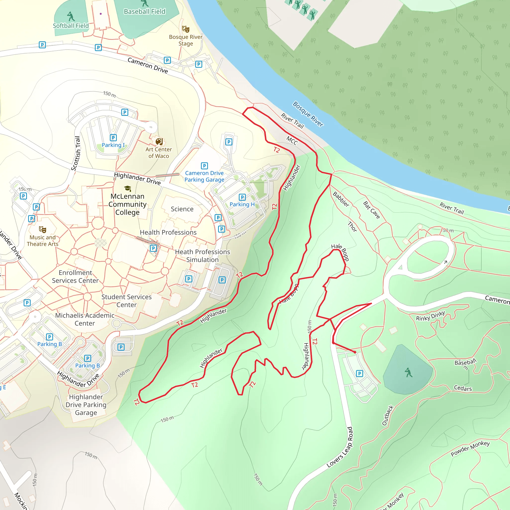 Highlander and Bosque River Loop mobile static map