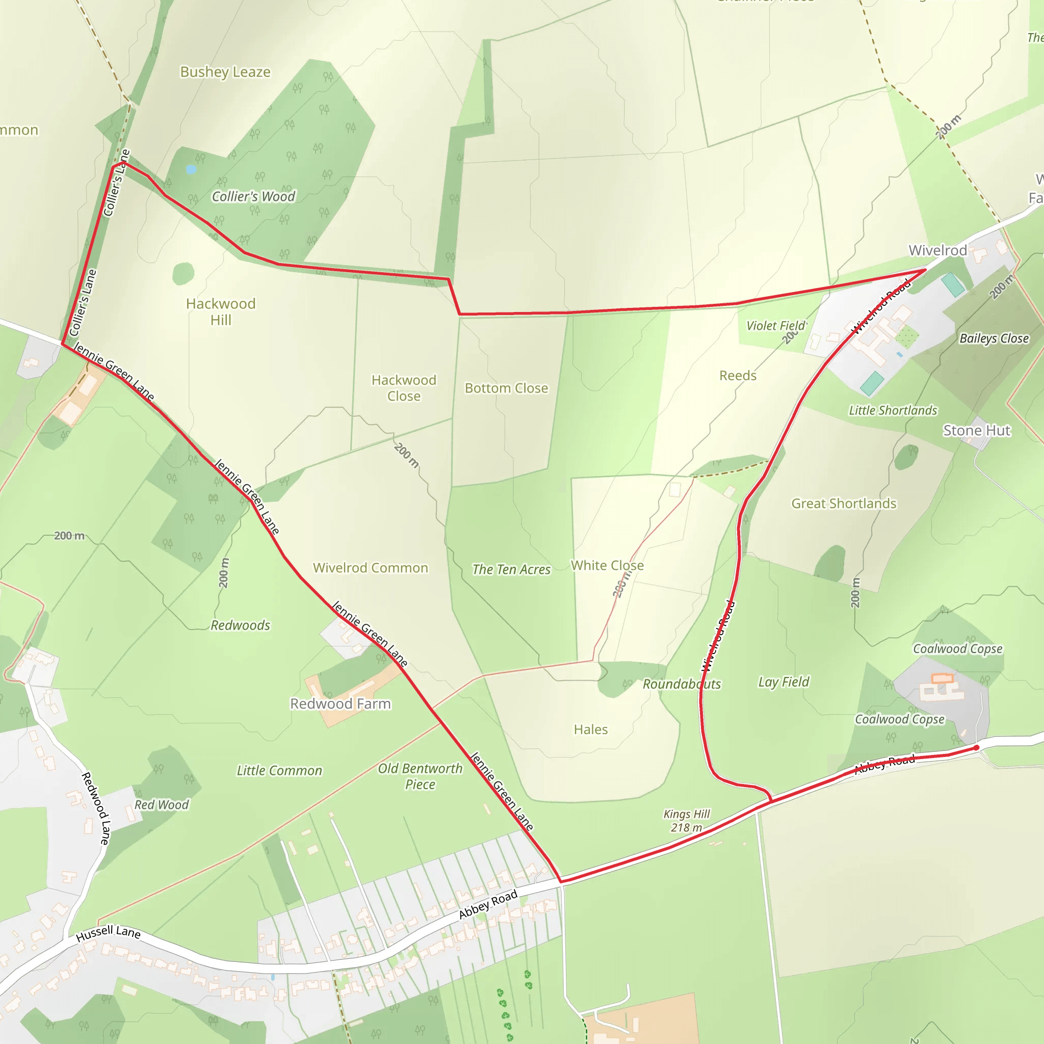 Kings Hill and Collier Wood Loop mobile static map