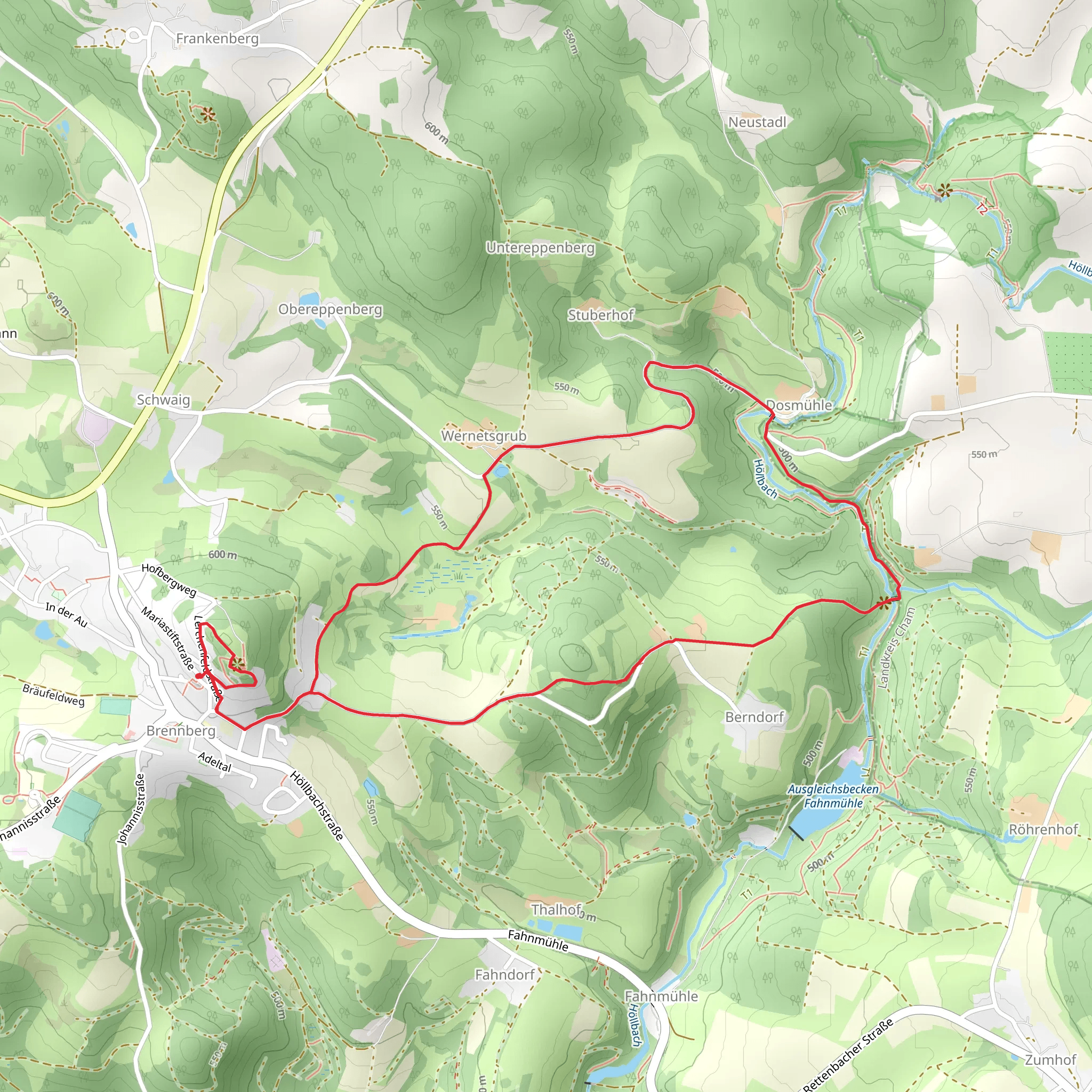 Goldsteig Zuweg and Oberpfalzweg Loop mobile static map