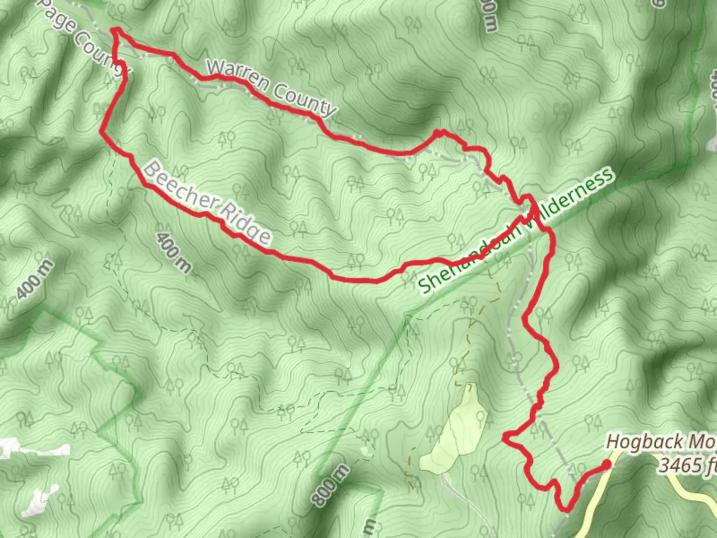 An image depicting the trail Beecher Ridge and Tuscarora - Overall Run Loop Trail and its surrounding area.