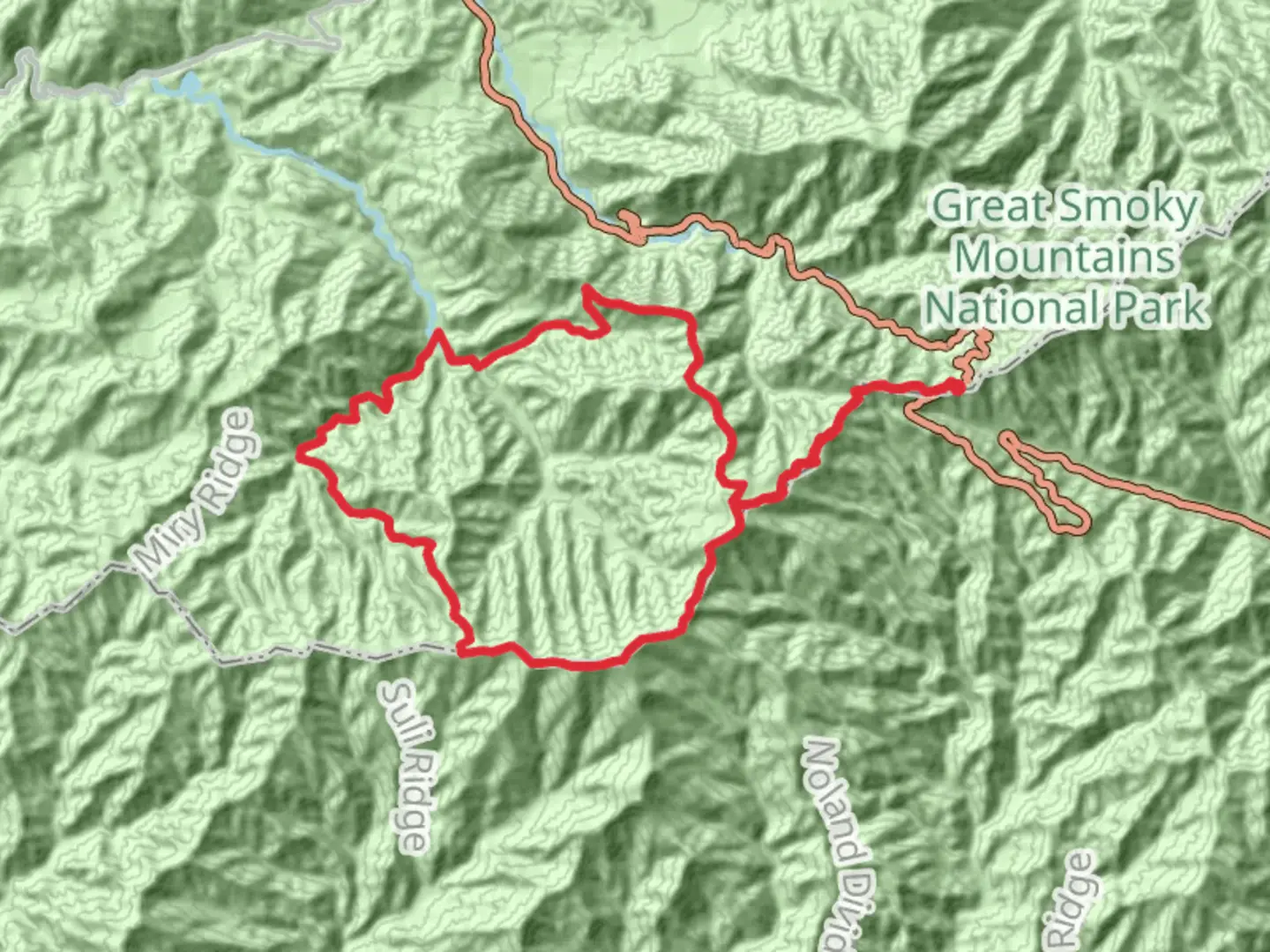 An image depicting the trail Mount Buckley and Sugarland Mountain Loop via Goshen Prong Trail and its surrounding area.