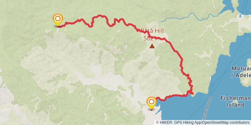 Abel Tasman Inland Track stage 3 Map