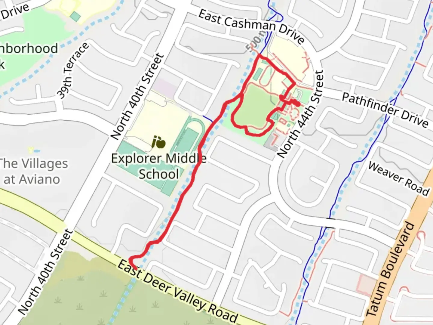 An image depicting the trail Cashman Park Loop and its surrounding area.