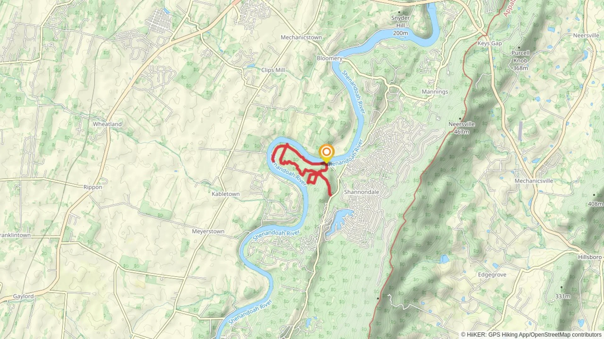 An image depicting the trail Shannondale Springs Wildlife Management Area Loop and its surrounding area.