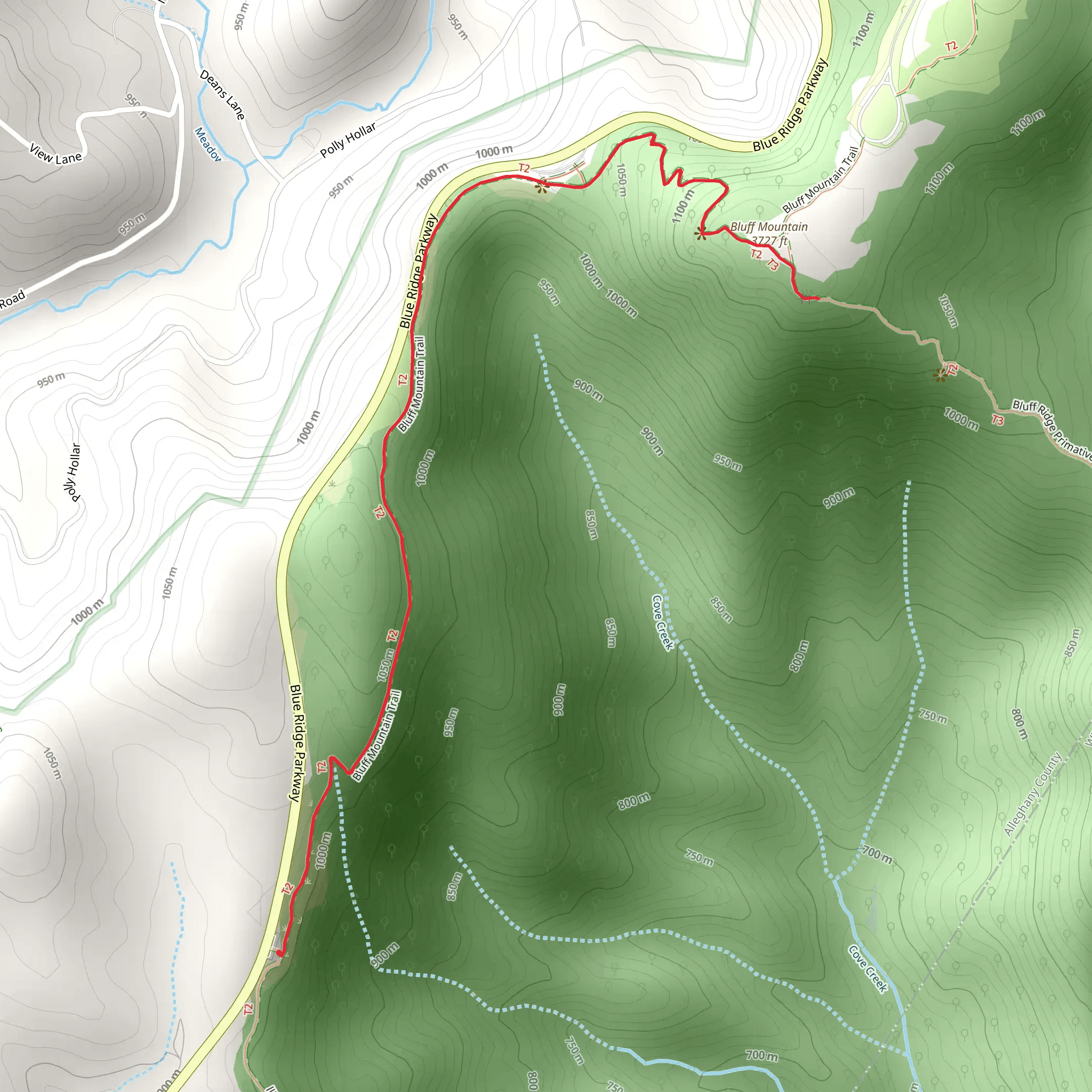 Bluff Mountain Trail mobile static map