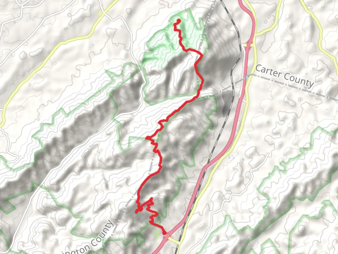 An image depicting the trail Pinnacle Mountain Fire Tower Trail and White Rock Trail and its surrounding area.