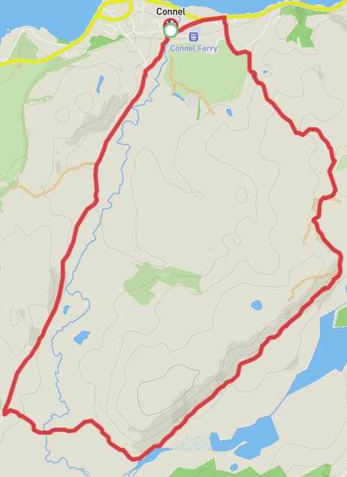 Hike on The Black Lochs from Connel mobile static map