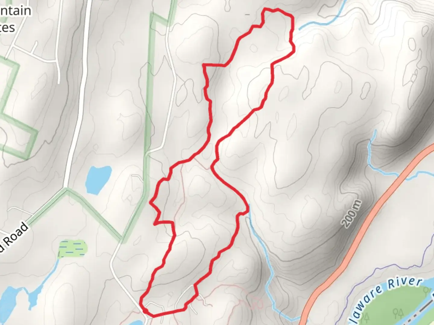 An image depicting the trail Ridgeline Trail from Thoma Pond and its surrounding area.