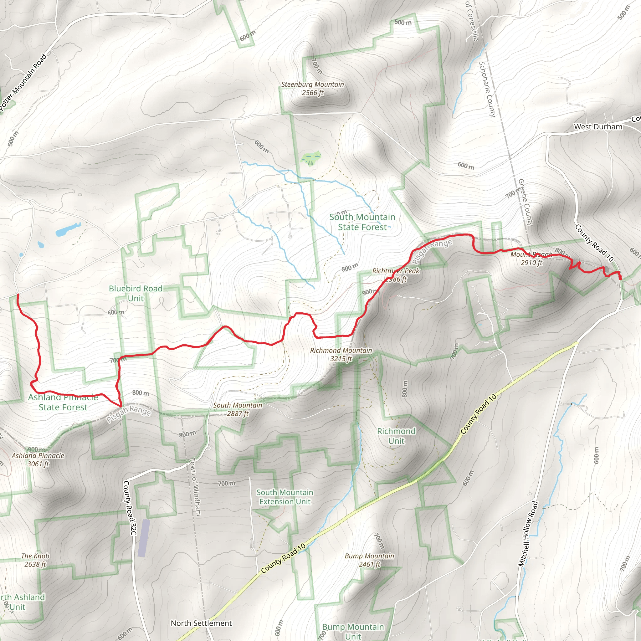 Mount Pisgah and Richtmyer Peak via Long Path Trail mobile static map
