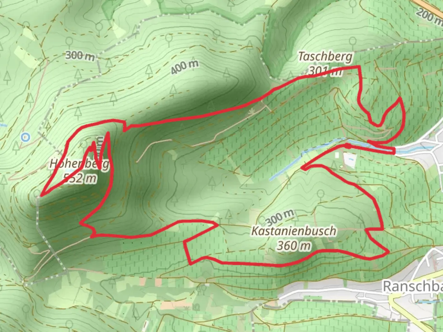 An image depicting the trail Kolping Hütte and Hohenberg Loop and its surrounding area.