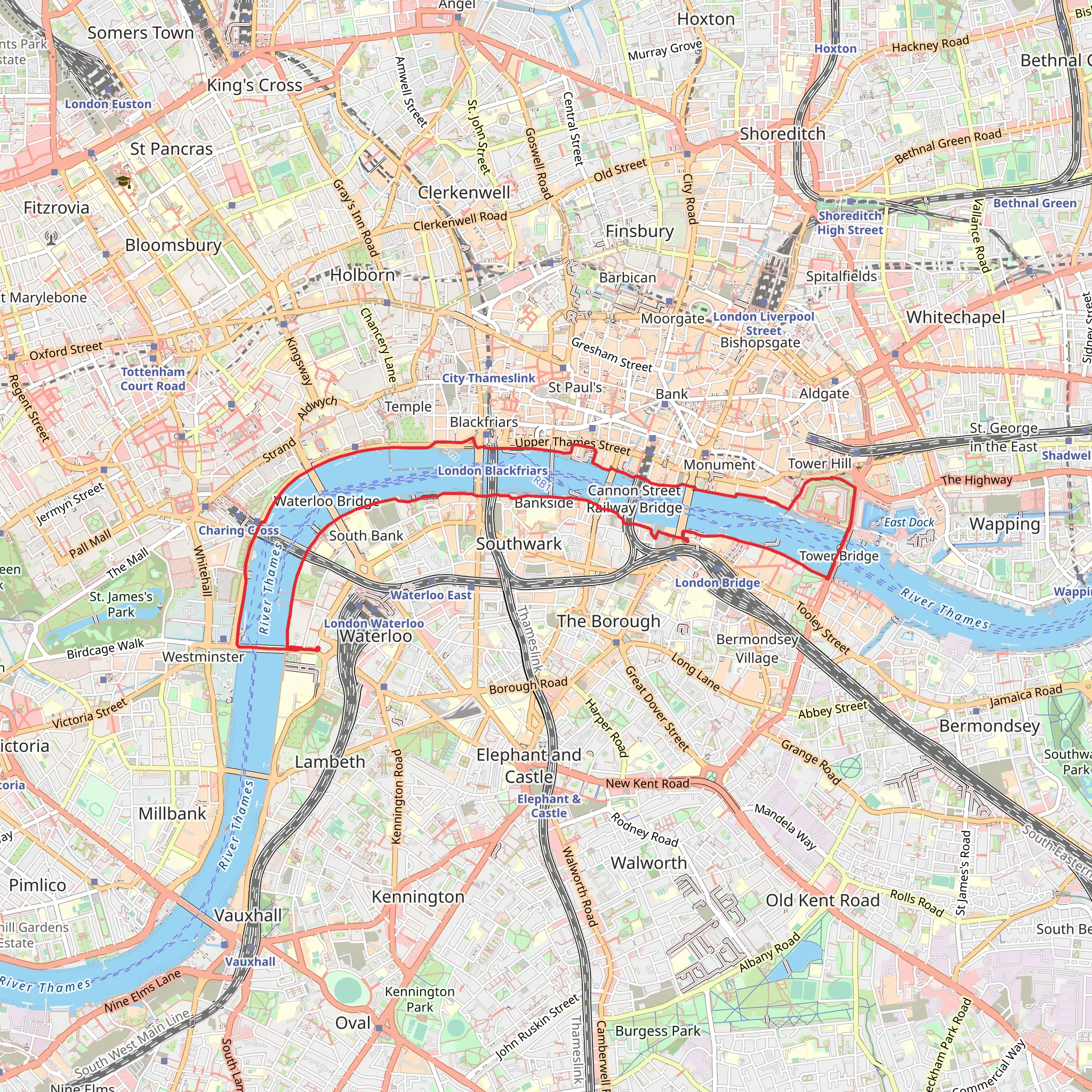 River Thames via The Queen's Walk and Sugar Quay Walk mobile static map