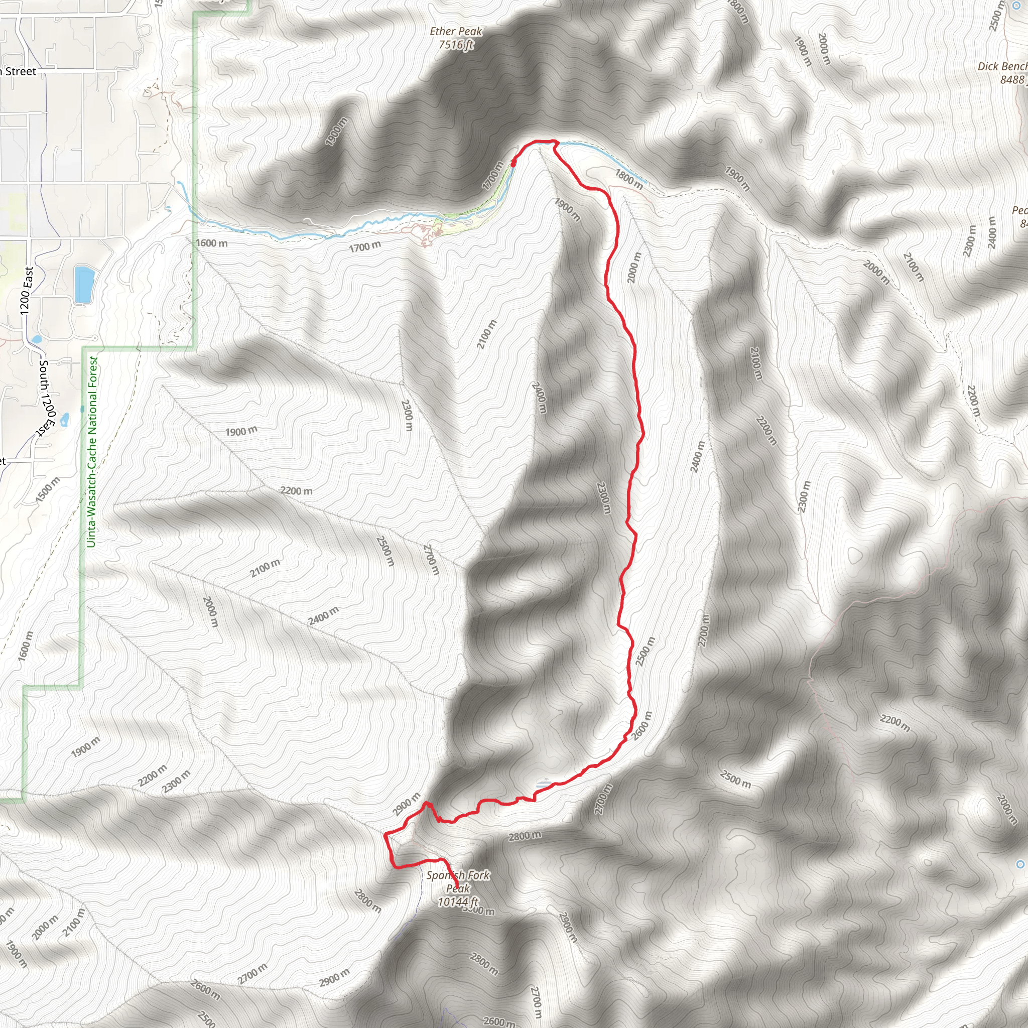 Spanish Fork Peak via Right Fork Maple Canyon Trail mobile static map