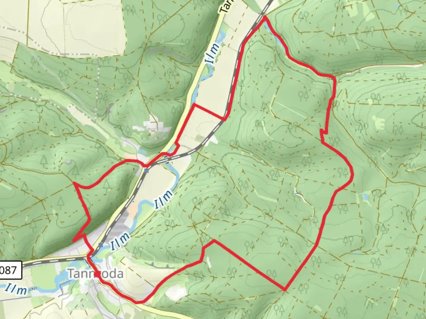 An image depicting the trail Heinrich Schuetz Weg and Kranich Rundwanderweg Loop and its surrounding area.