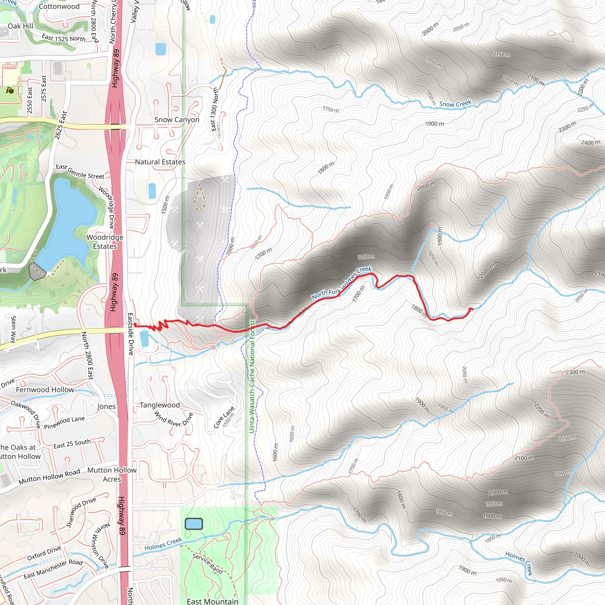 Adams Canyon Trail mobile static map