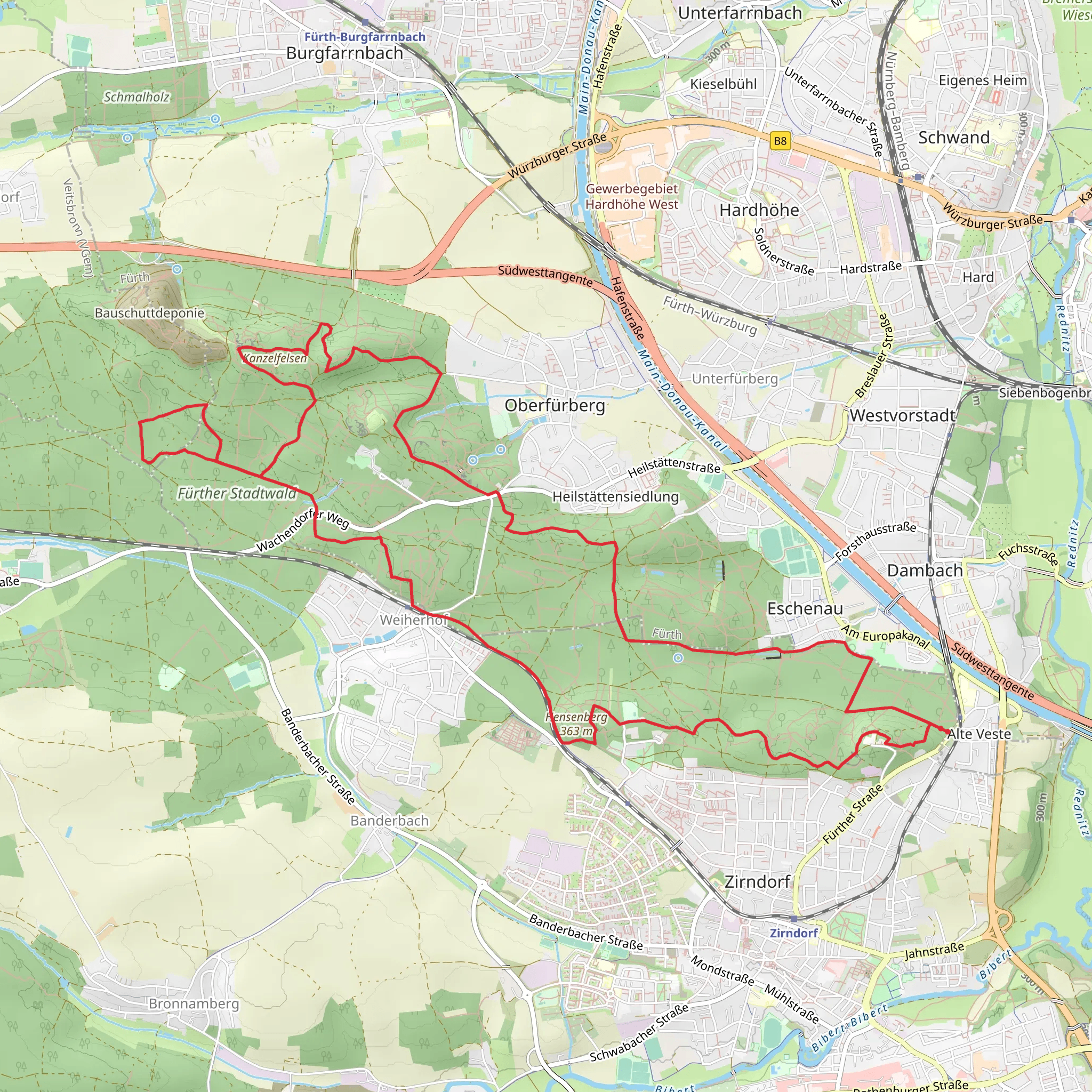 Further Stadtwald Loop - Alte Veste mobile static map