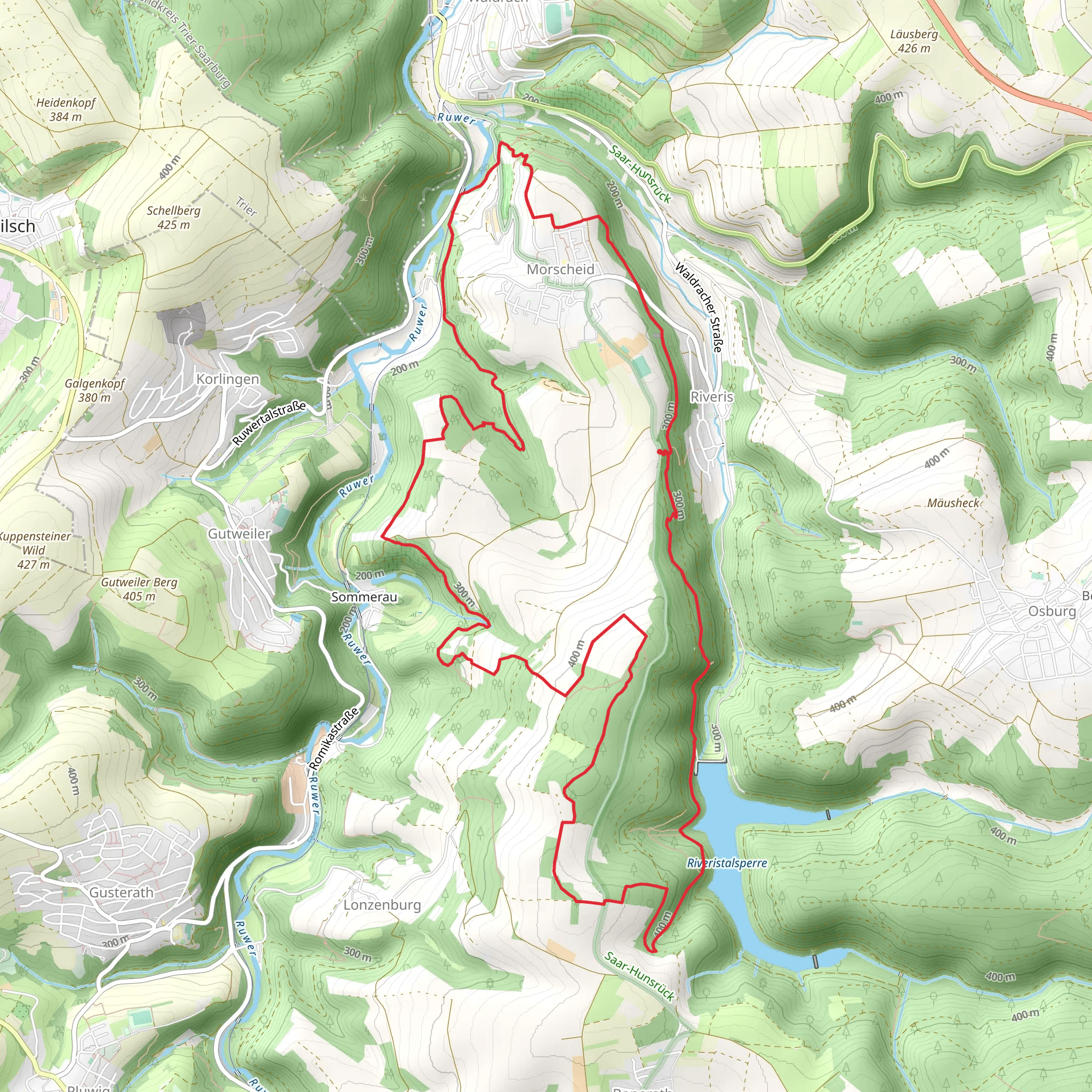 Riveristalsperre, Burg Sommerau and Morscheid Loop mobile static map