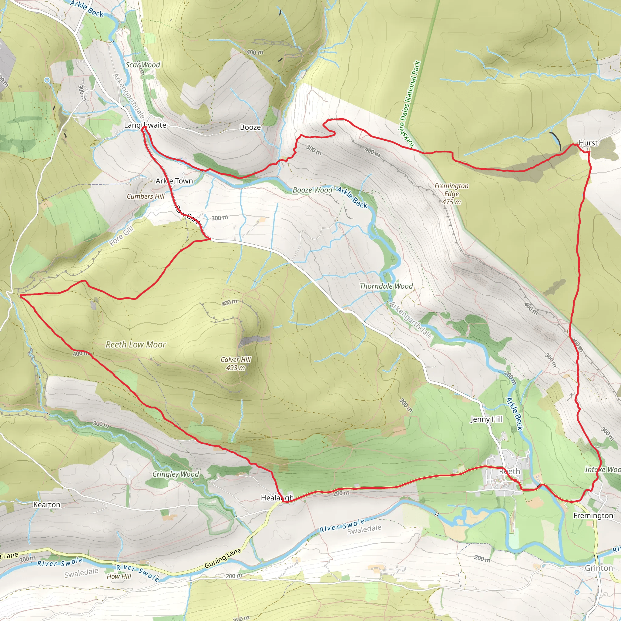 Reeth and Langthwaite Loop mobile static map