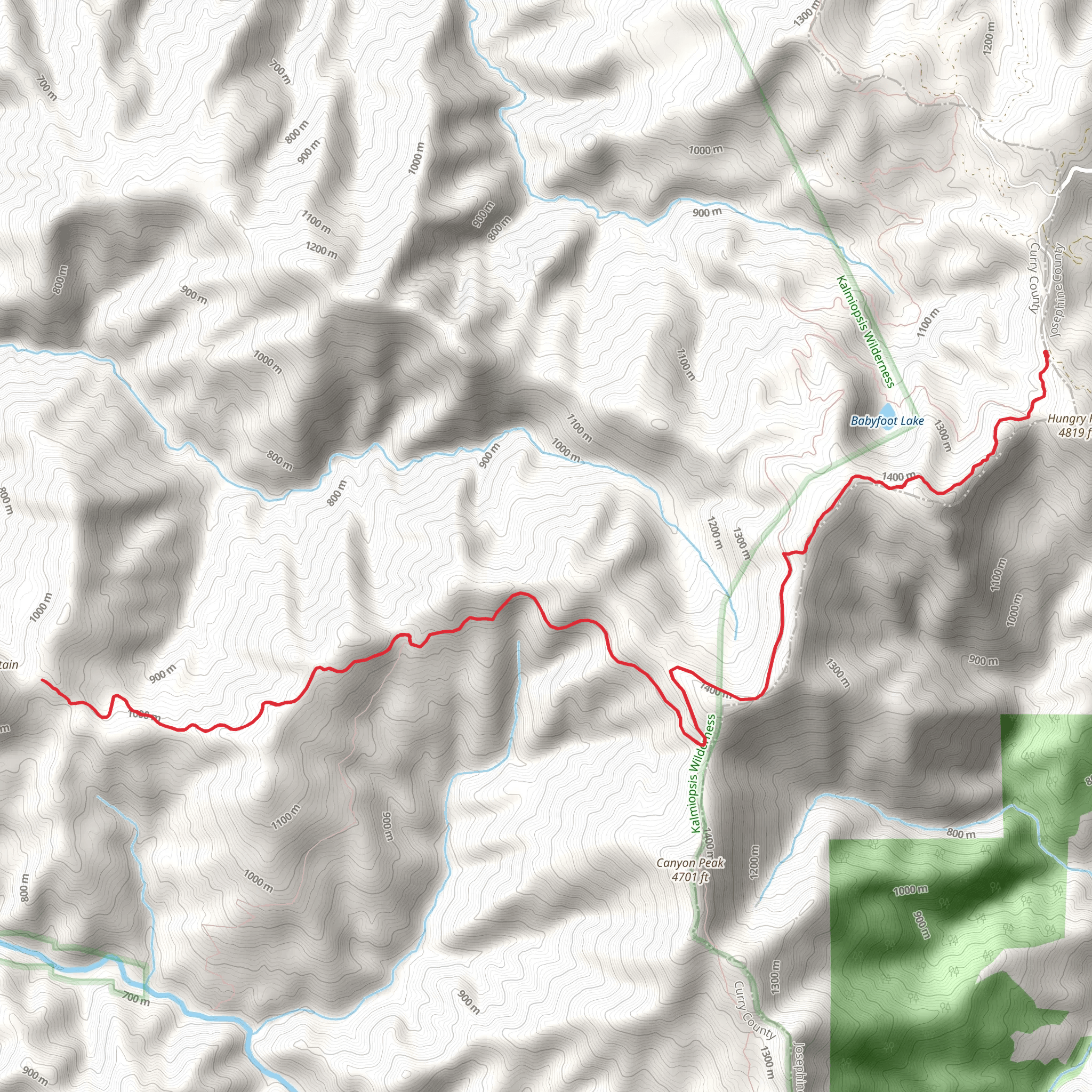 Bailey Cabin via Babyfoot Lake Rim Trail mobile static map