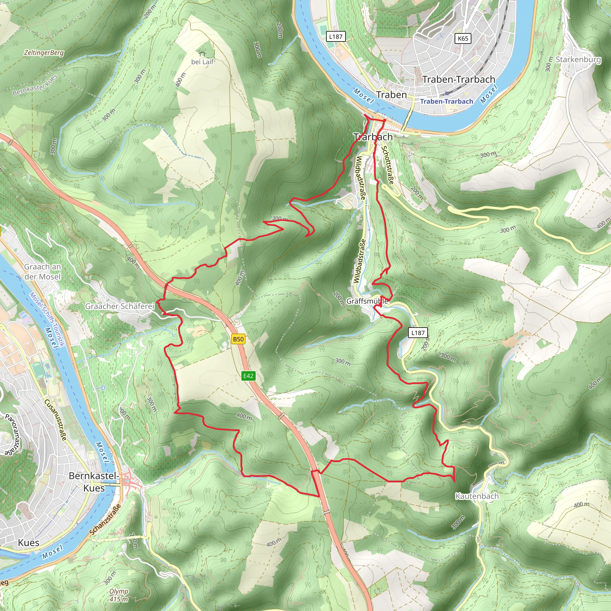 Trarbach and Kautenbach Loop mobile static map
