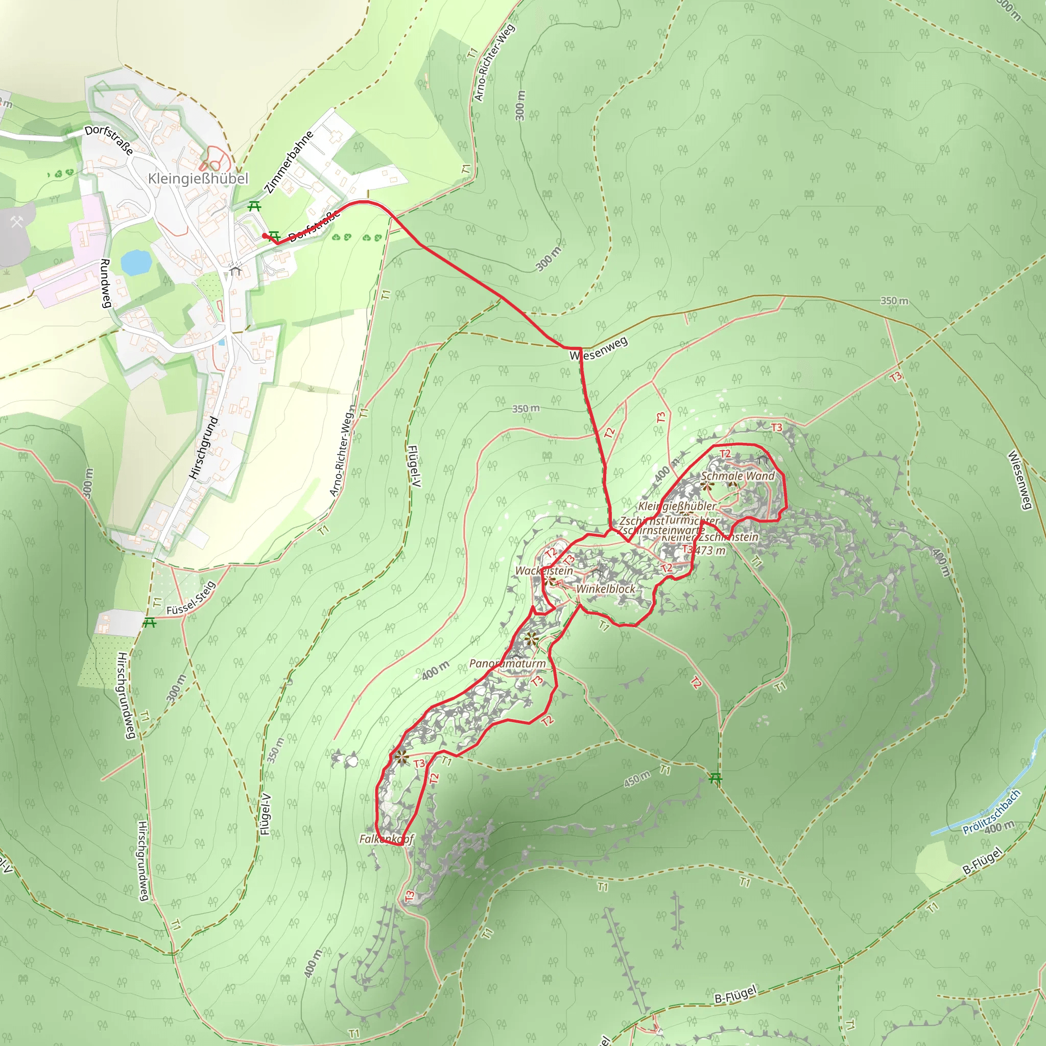 Kleiner Zschirnstein, Falkenkopf and Opfereiche Loop mobile static map