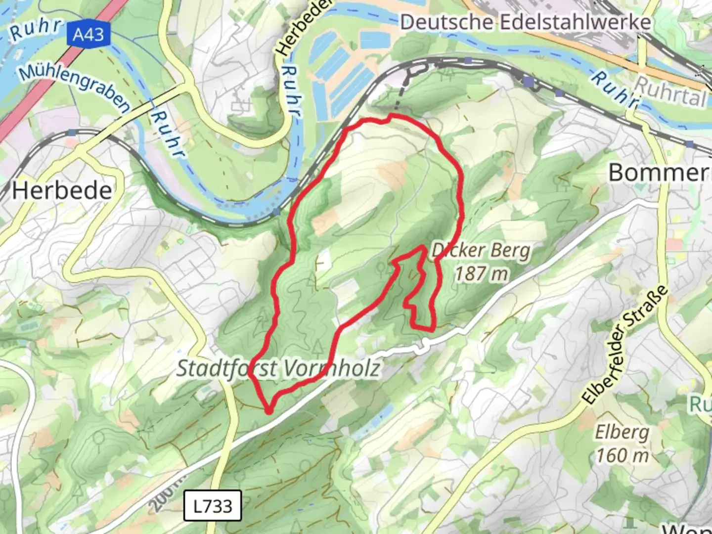 An image depicting the trail Ruine Hardenstein, Rauendahl and Wilhelmshöhe Loop and its surrounding area.